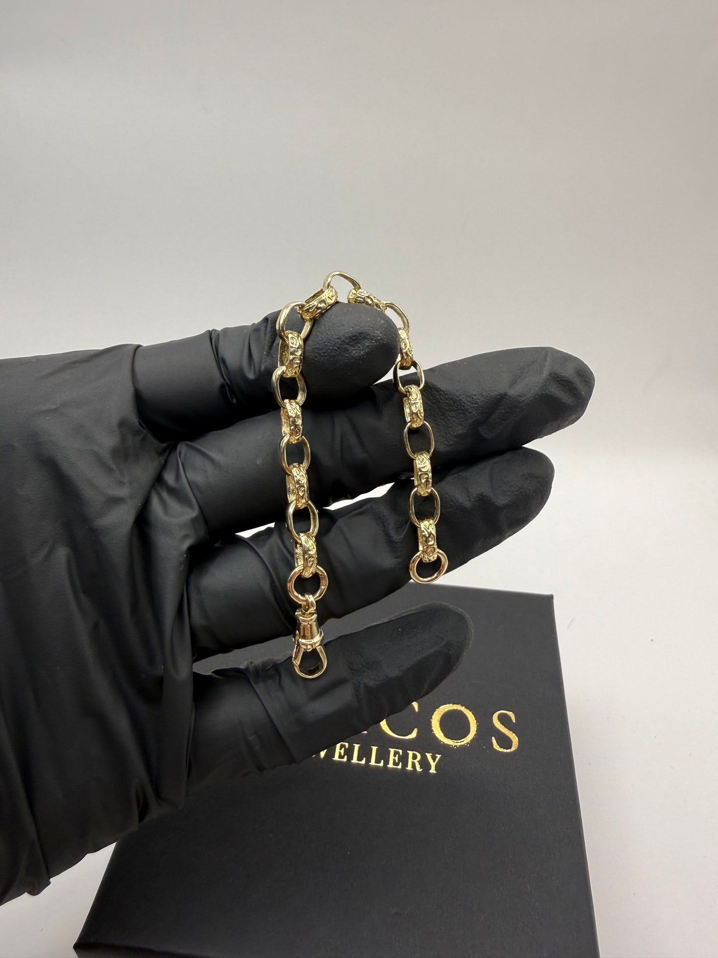 9ct Gold Belcher Bracelet 5.4” 6mm 7.4g