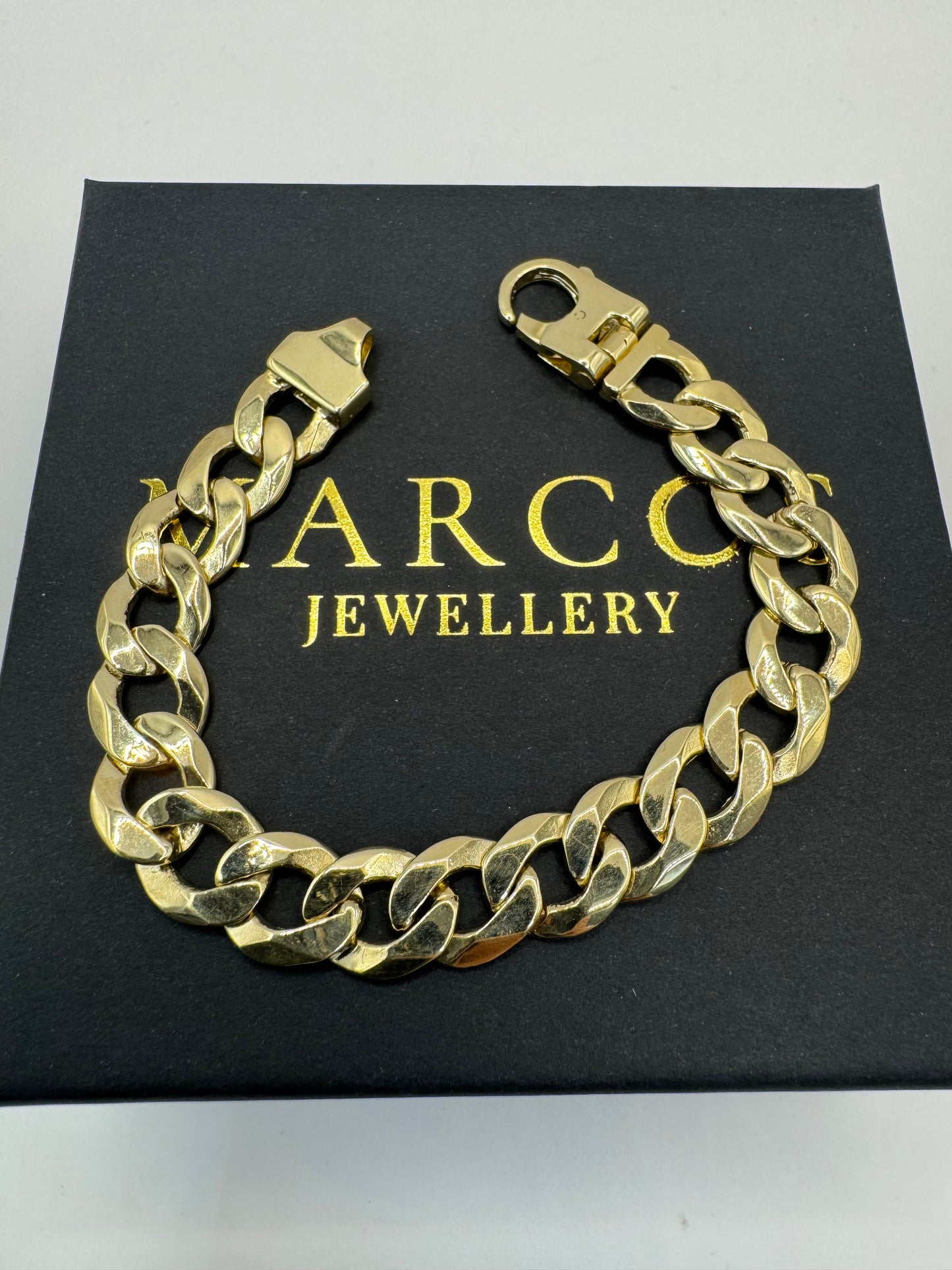 9ct Solid Gold Curb Bracelet 7.65” 11mm 29.4g