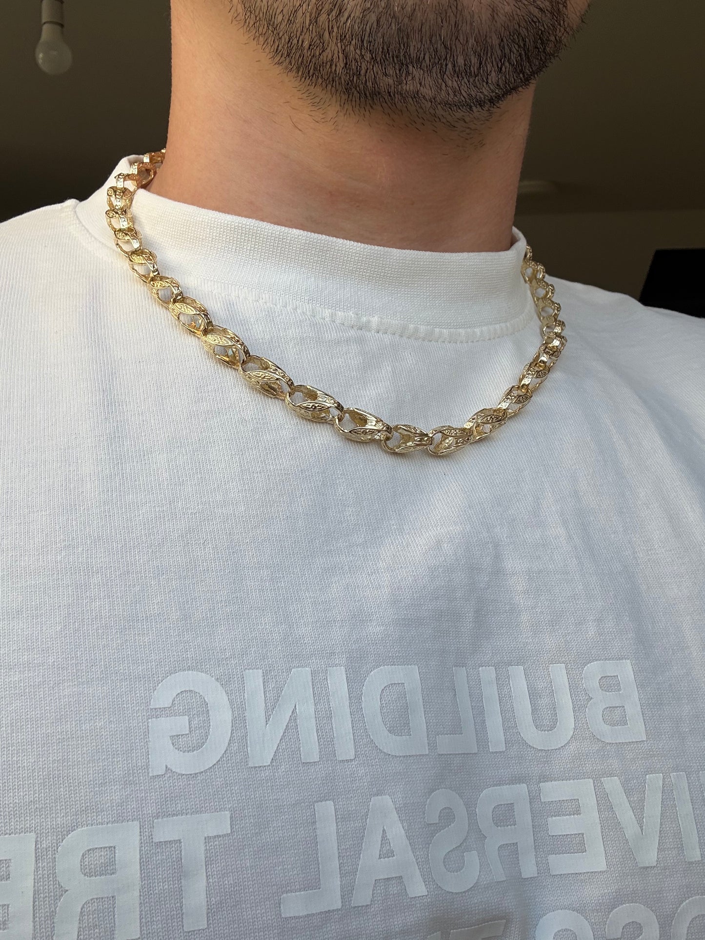 9ct Gold Tulip Chain 22.5” 8mm 50.4g
