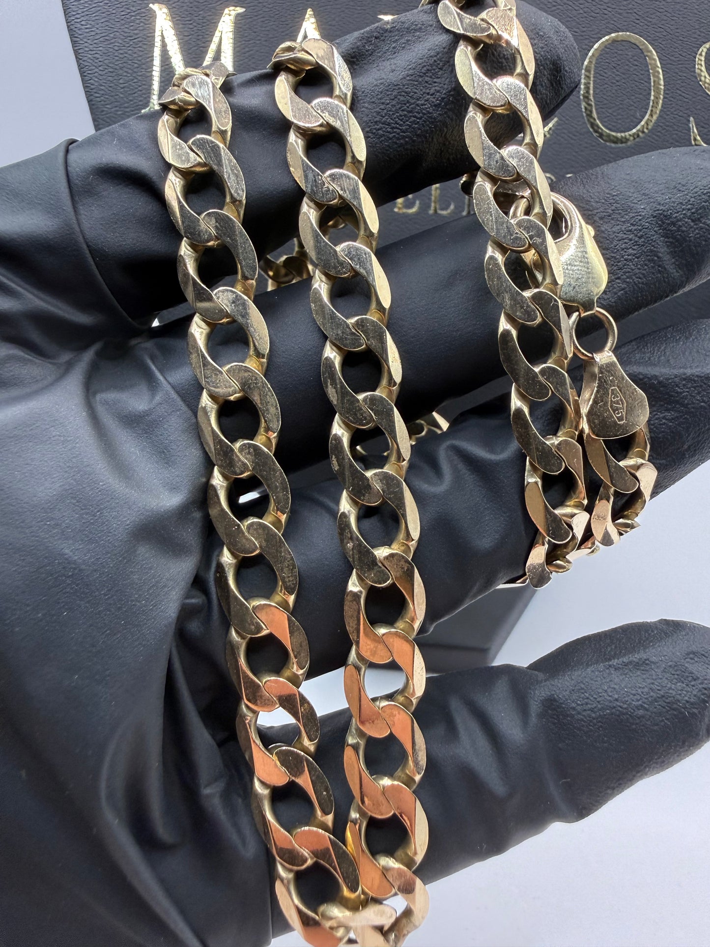 9ct Gold Curb Chain 22.25" 9mm 44.44g