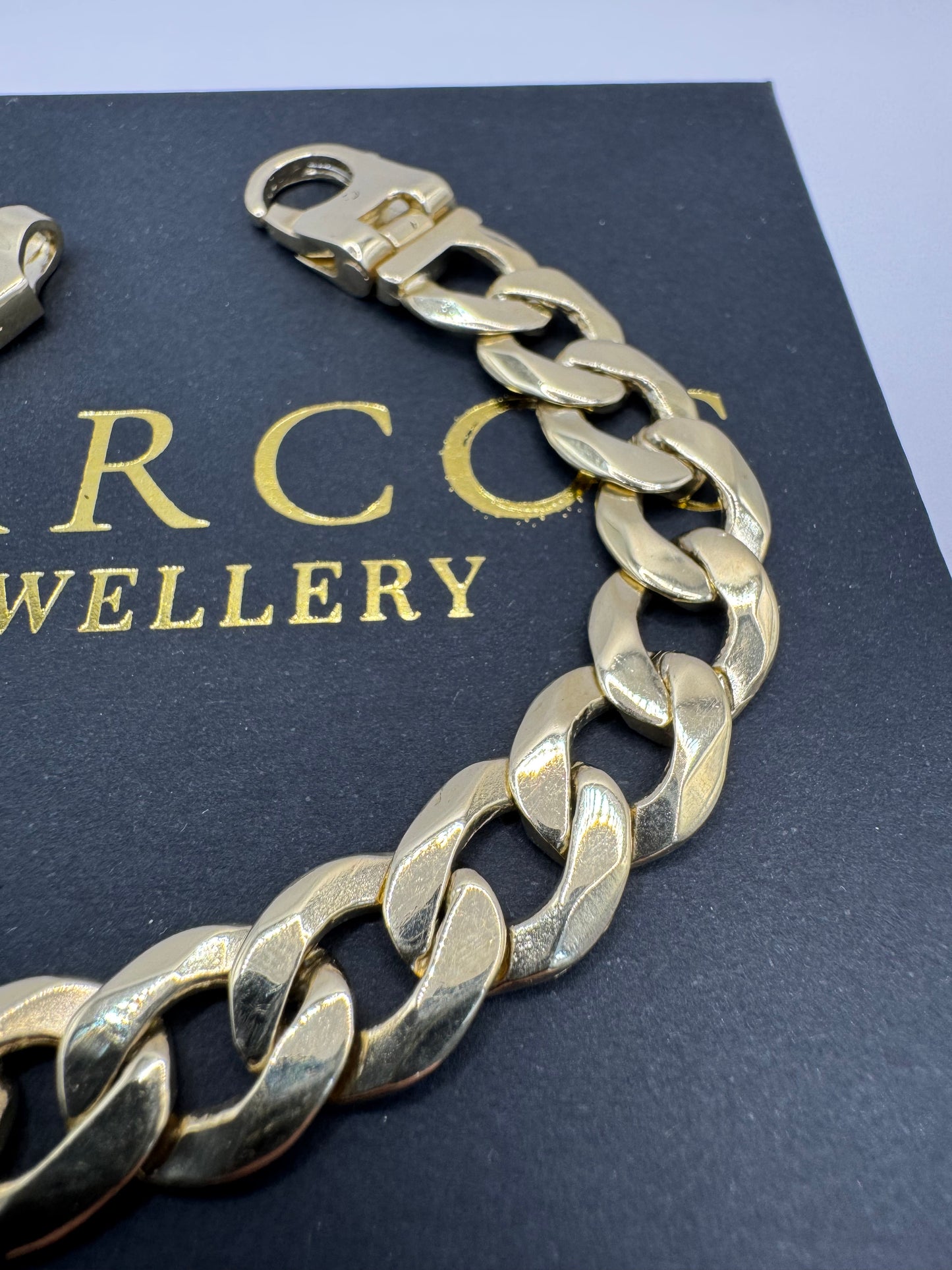 9ct Solid Gold Curb Bracelet 7.65” 11mm 29.4g