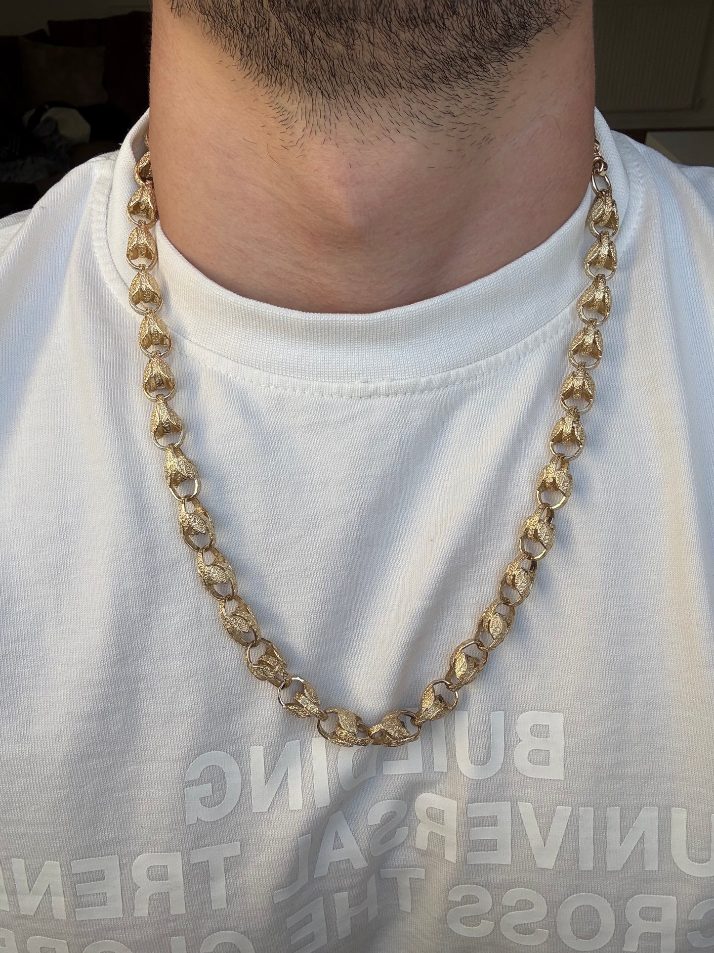 9ct Gold Tulip Chain 27” 10.5mm 91.9g