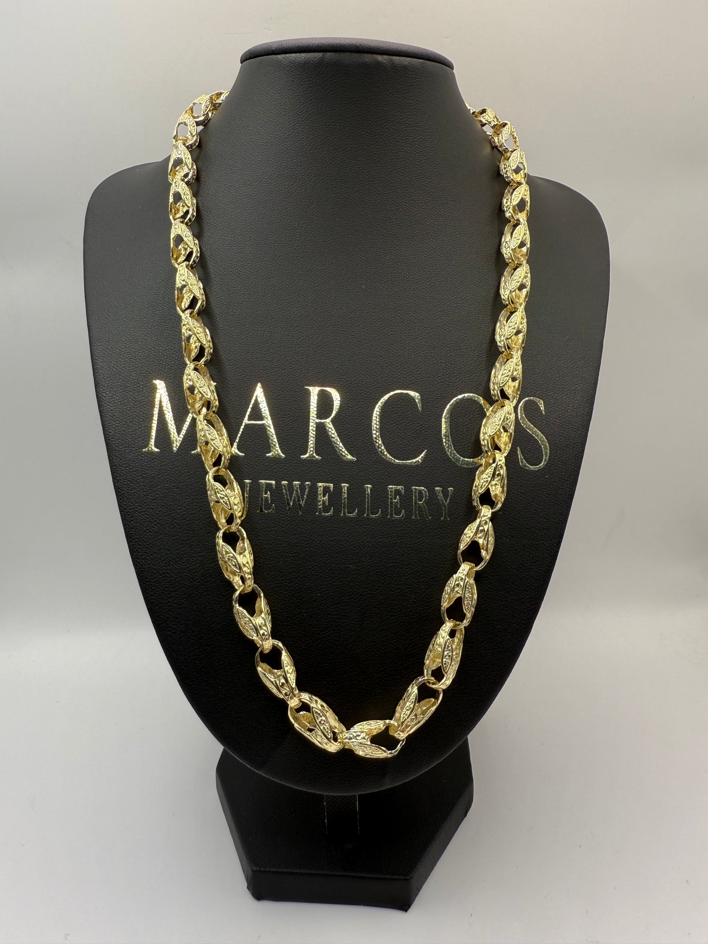 9ct Gold Tulip Chain 22.5” 8mm 50.4g