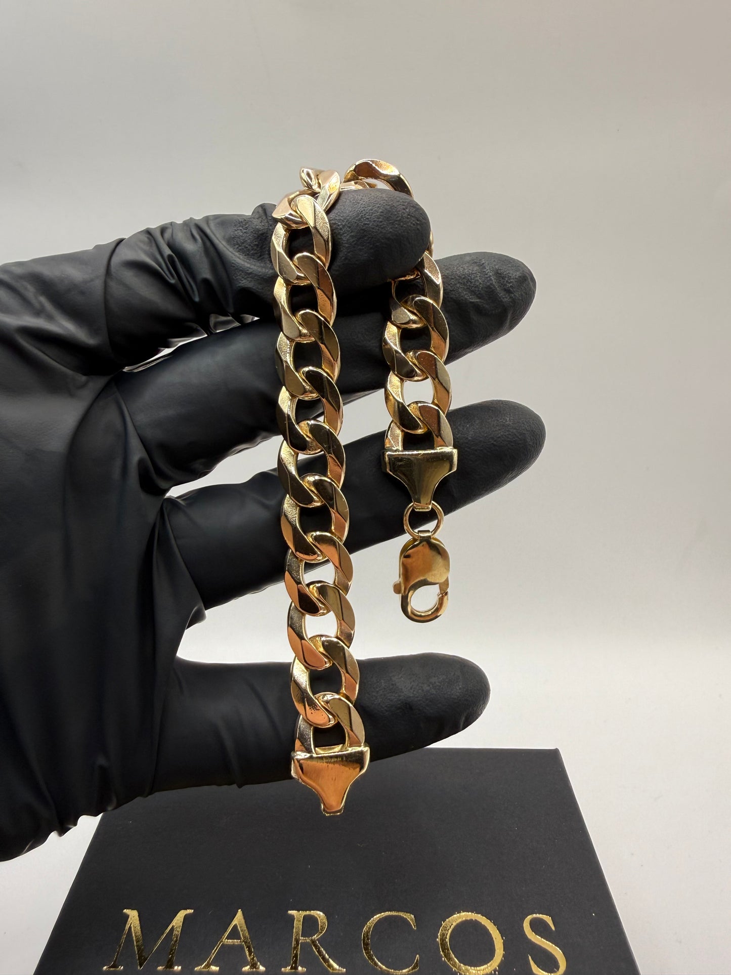 9ct Gold Curb Bracelet 8.1" 12mm 41.2g
