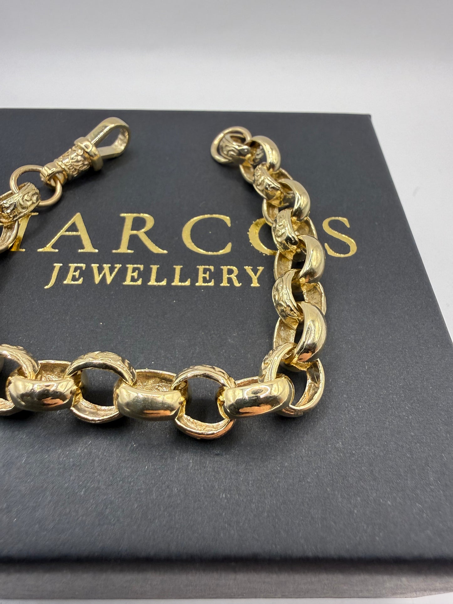 9ct Gold Belcher Bracelet 7.5" 10mm 21.66g