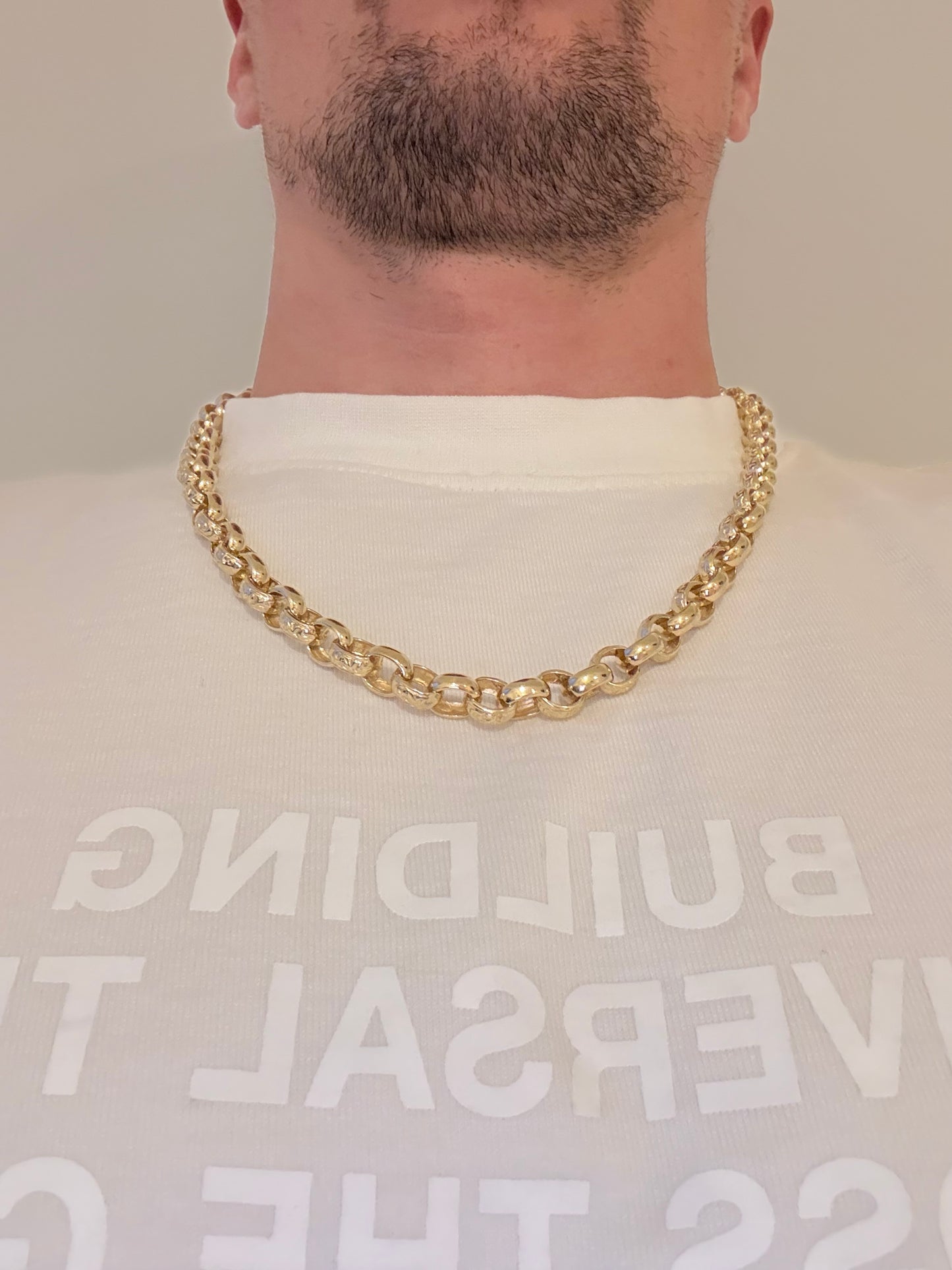 9ct Gold Oval Belcher Chain 24” 9/11mm 70.1g