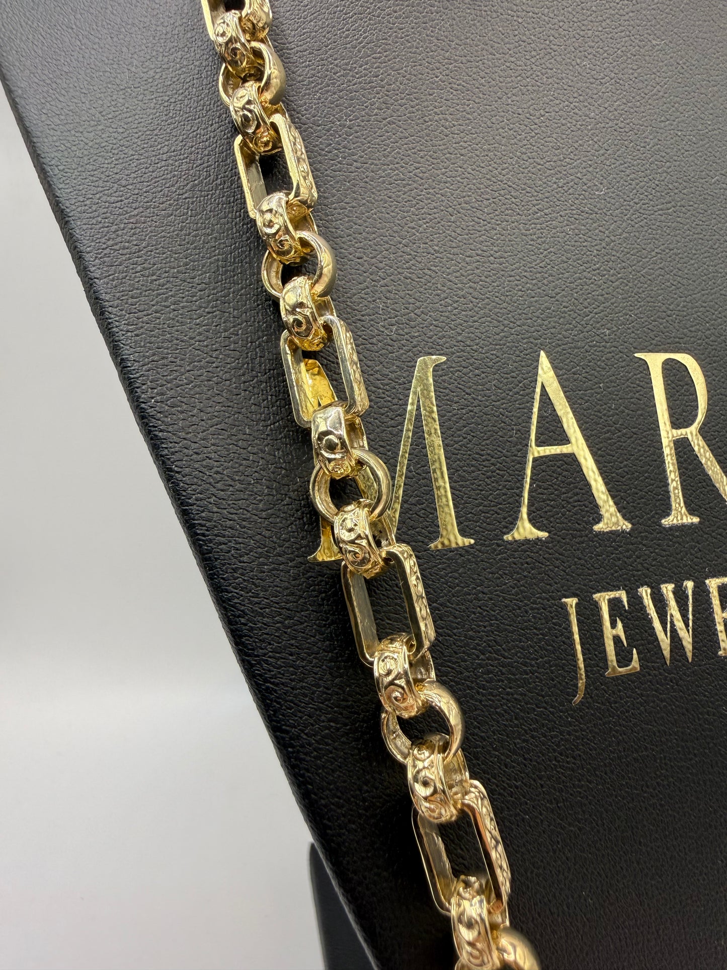 9ct Gold Belcher Gypsy Link Chain 27” 8mm 72.5g