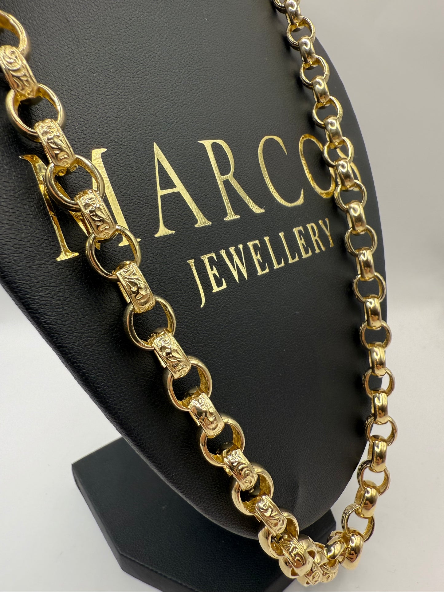 9ct Gold Oval Belcher Chain 24” 9/11mm 70.1g