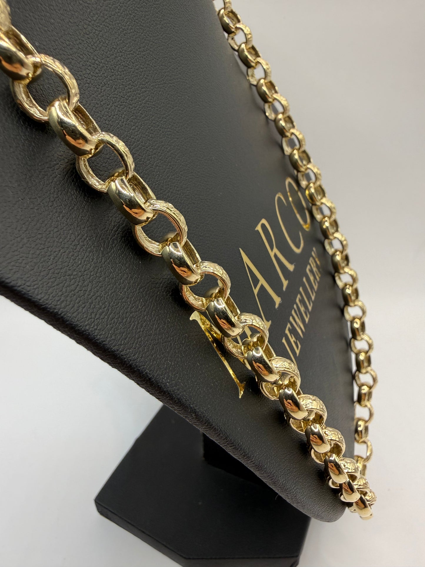9ct Gold Oval Belcher Chain 24.8" 10-11mm 73.67g