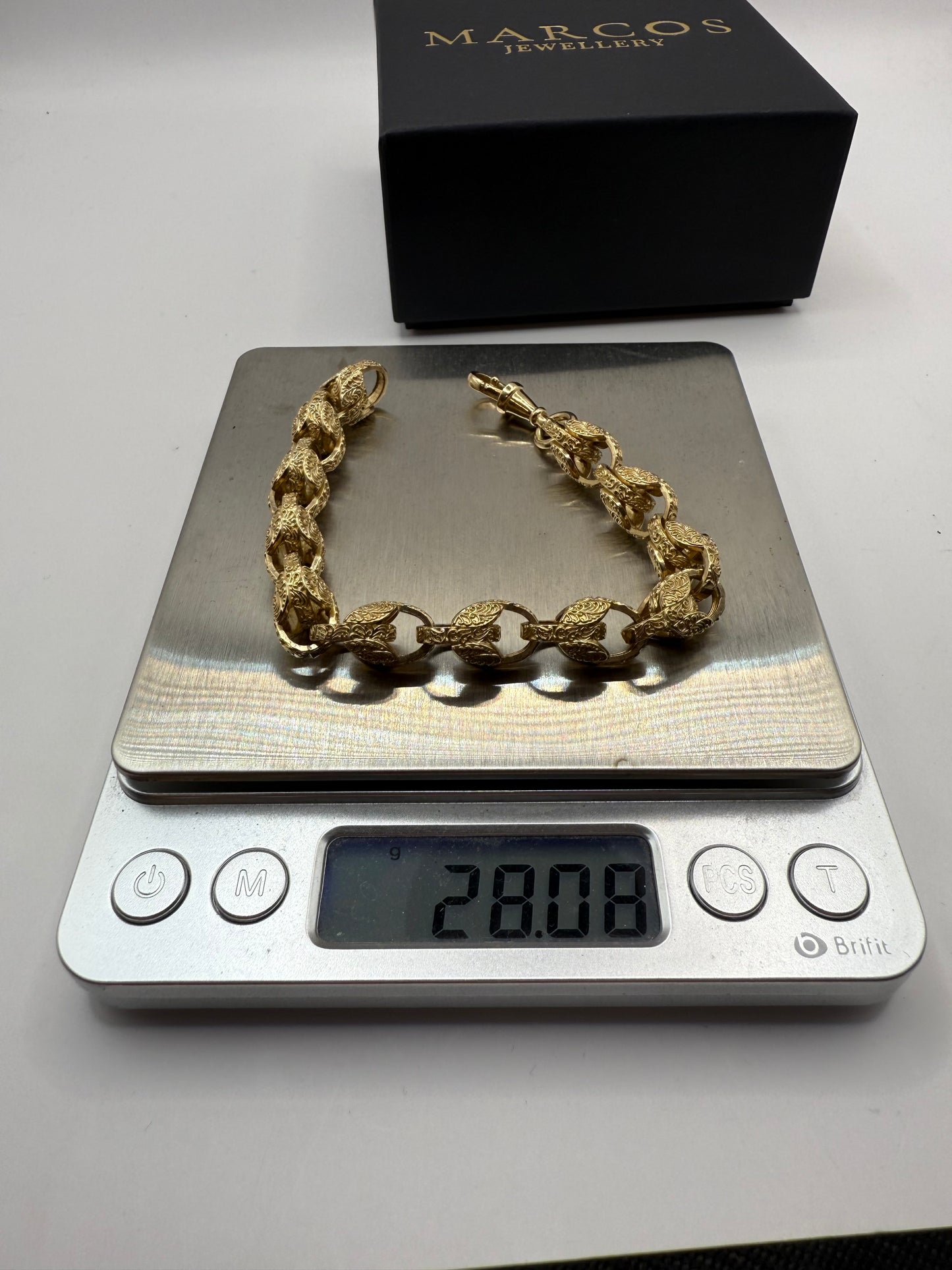 9ct Gold Tulip Bracelet 8" 10mm 28.08g