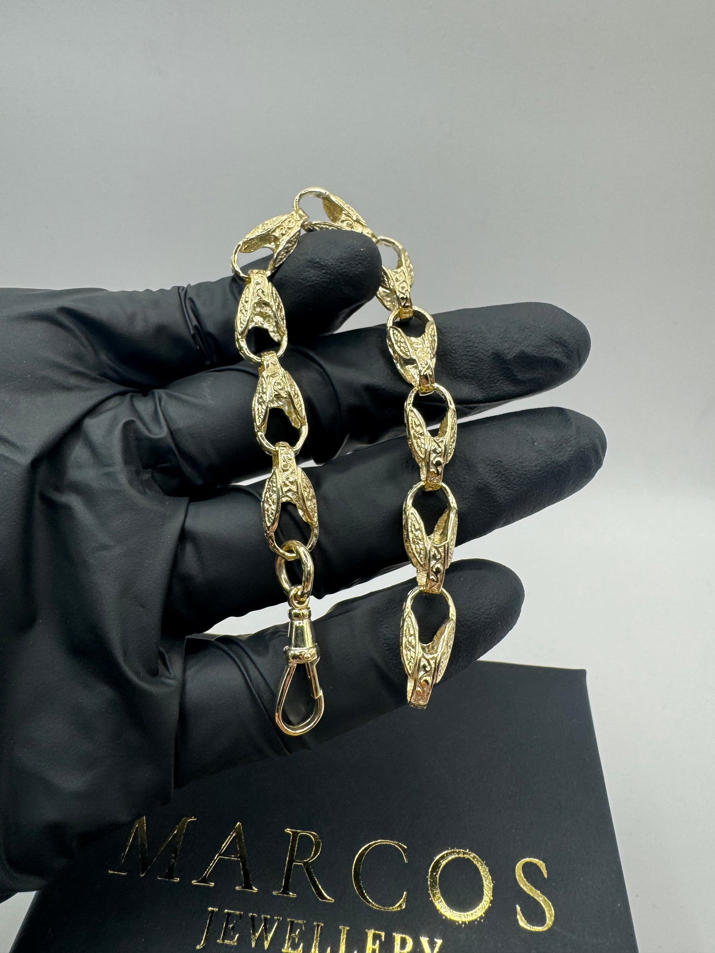 9ct Solid Gold Tulip Bracelet 7" 8mm 15.88g