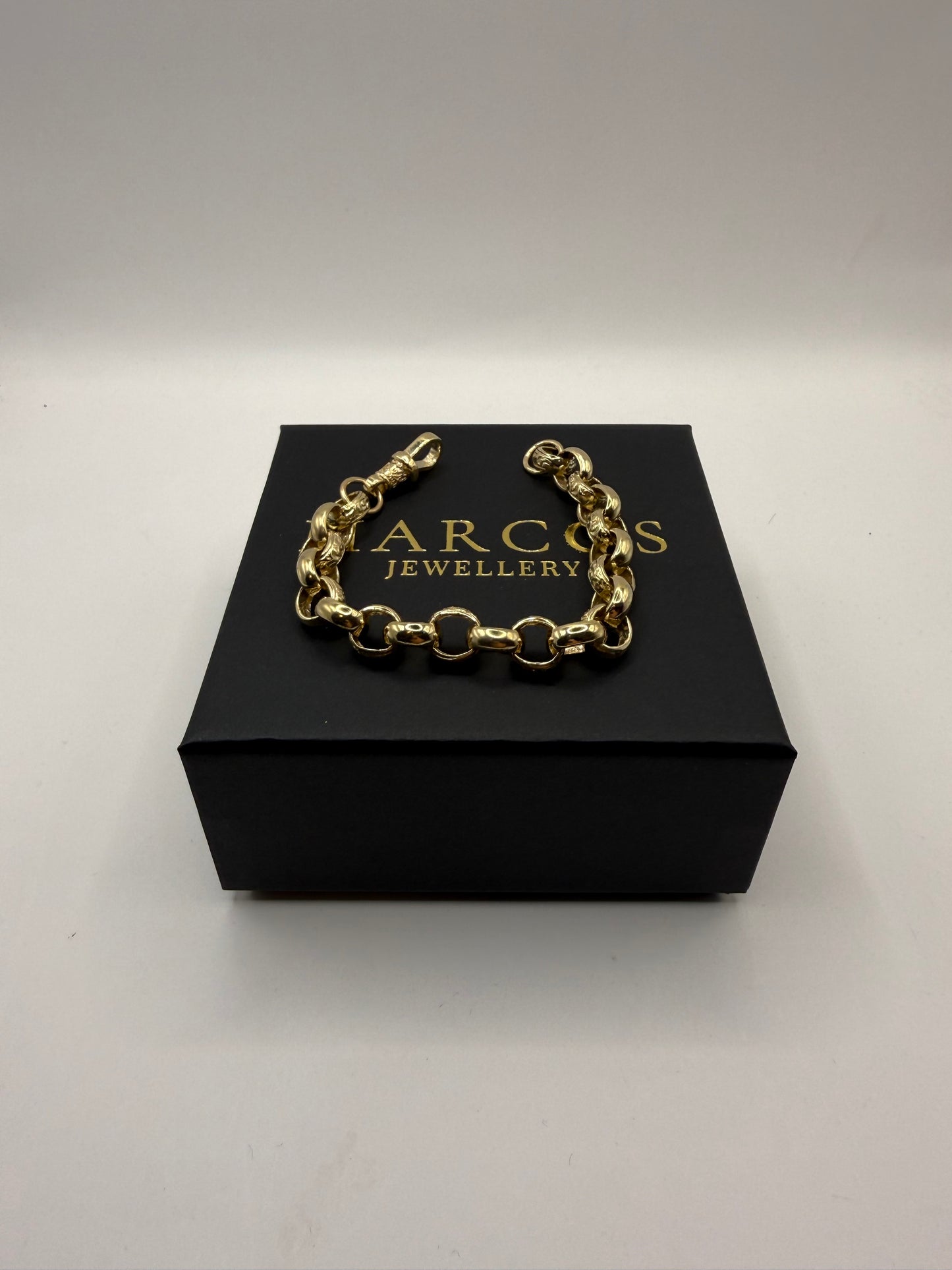 9ct Gold Belcher Bracelet 7.5" 10mm 21.66g