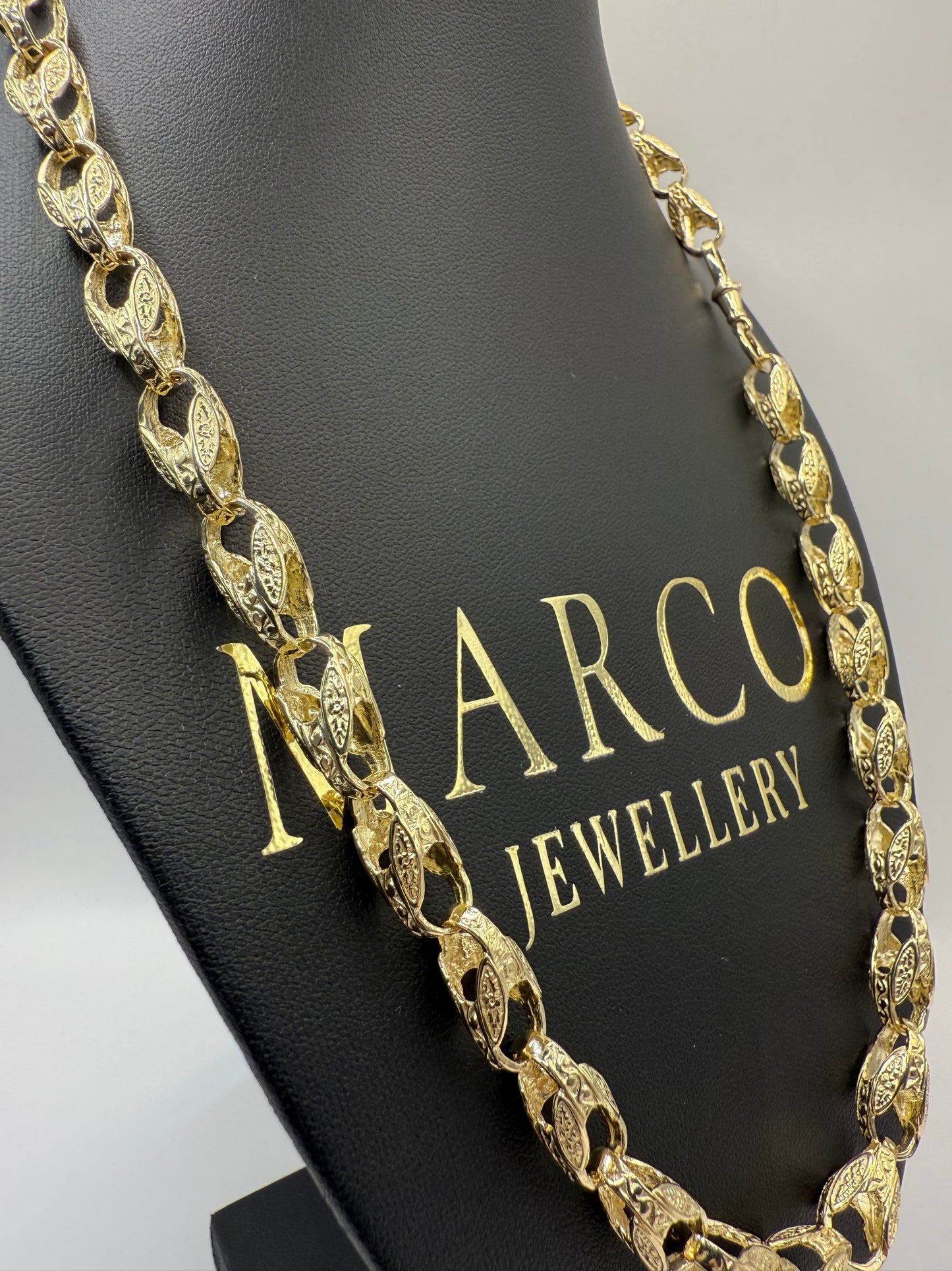 9ct Gold Tulip Chain 22.5” 8mm 50.4g