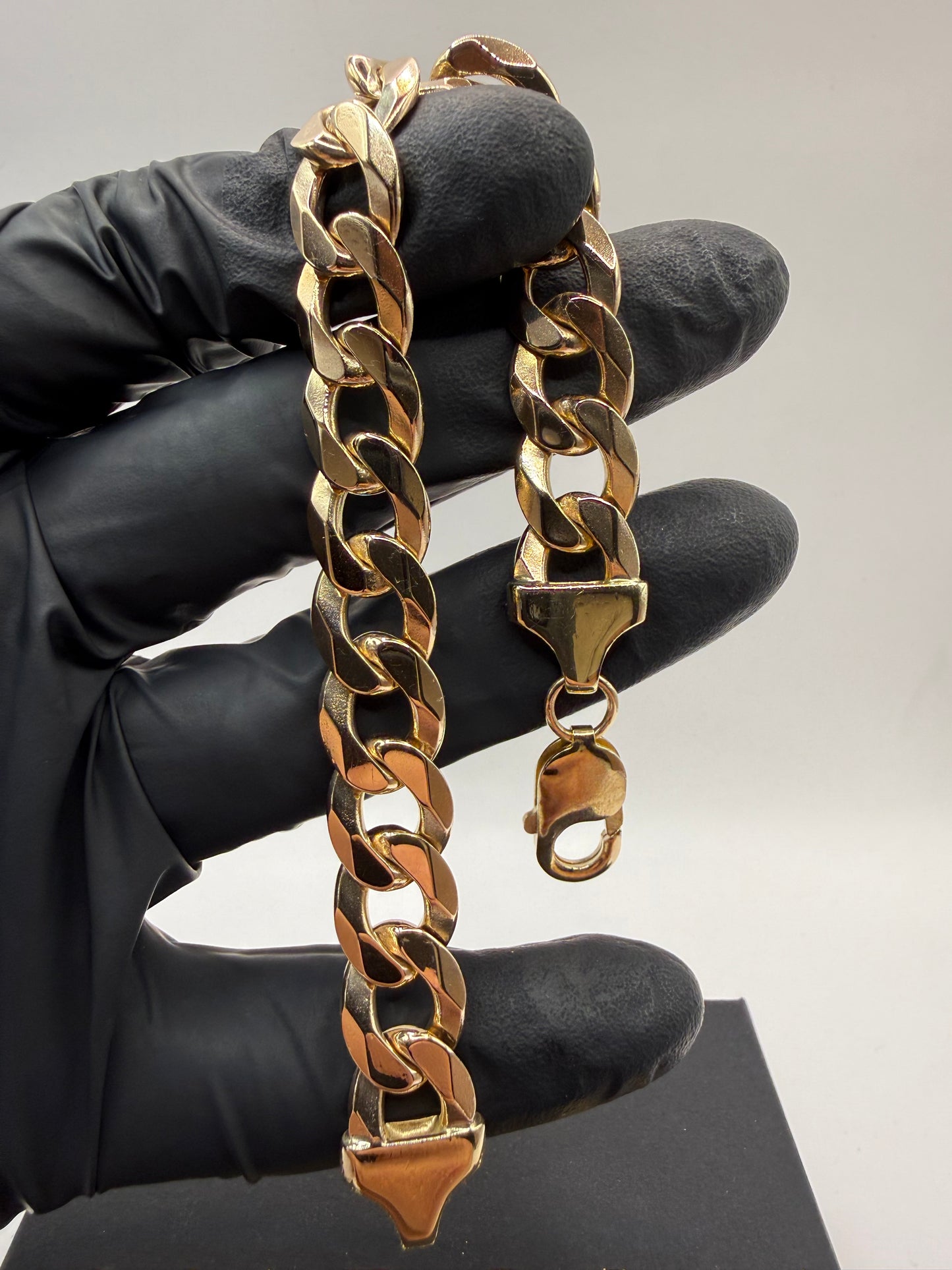9ct Gold Curb Bracelet 8.1" 12mm 41.2g
