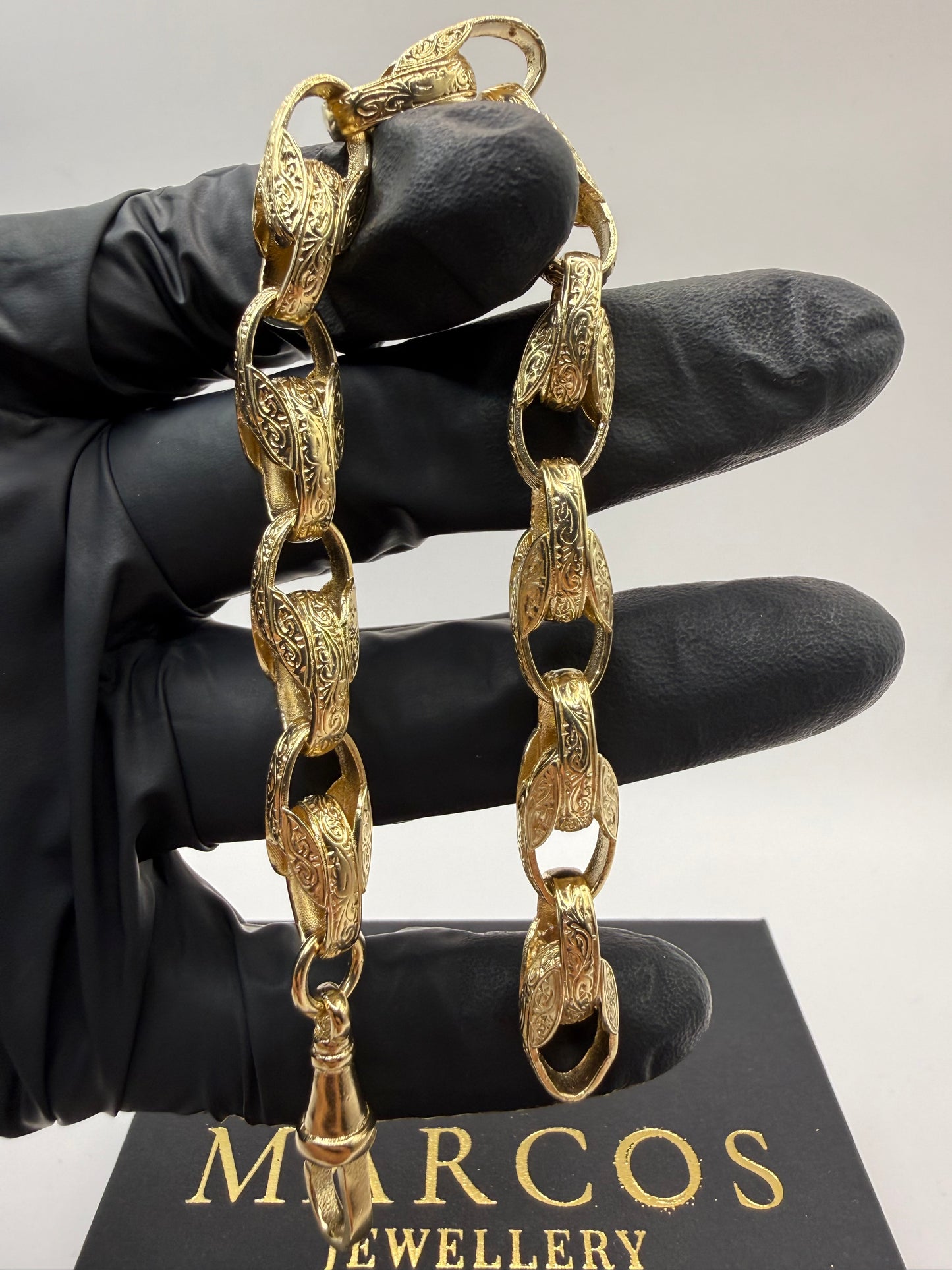 9ct Gold Tulip Bracelet 8.75" 9mm 26.6g