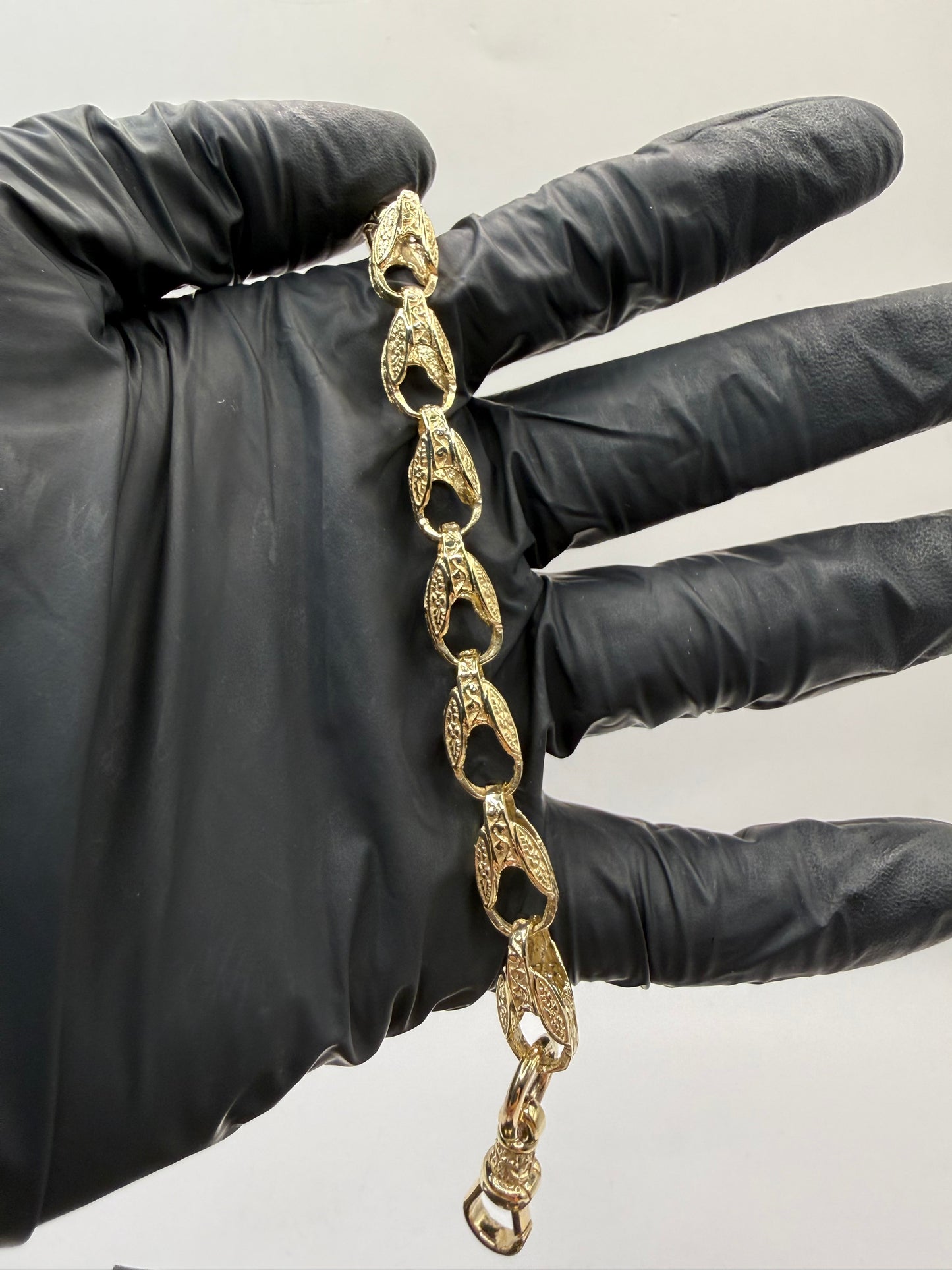 9ct Gold Tulip Bracelet 8.6" 8mm 21.6g