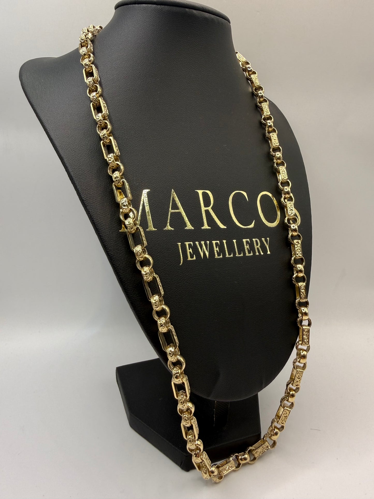 9ct Gold Belcher Gypsy Link Chain 27” 8mm 72.5g