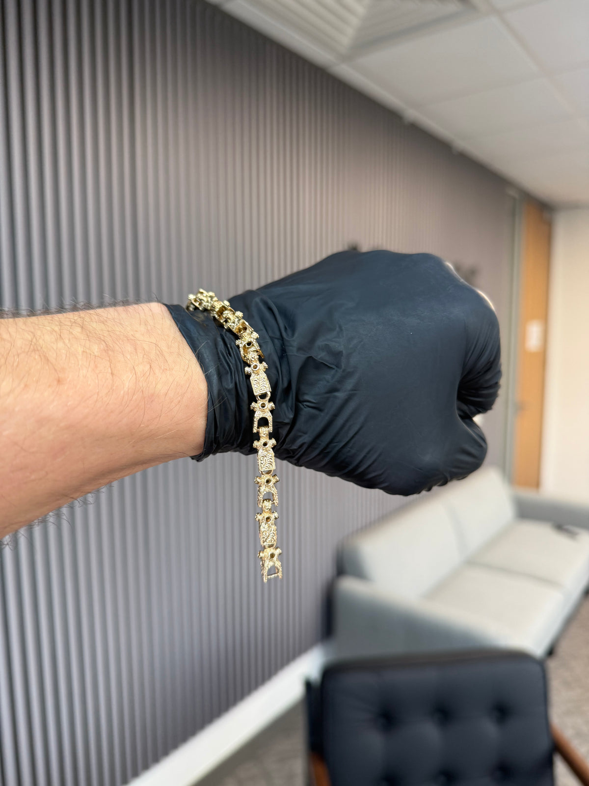 9ct Gold Lego Bracelet 7.9" 8mm 23.5g
