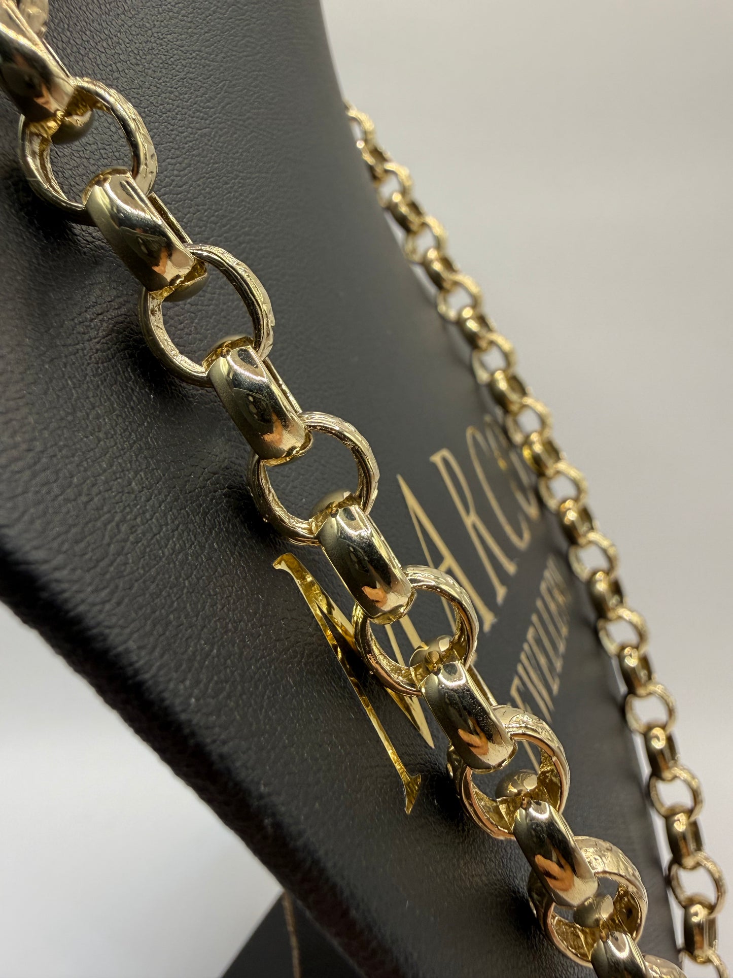 9ct Gold Oval Belcher Chain 24.8" 10-11mm 73.67g