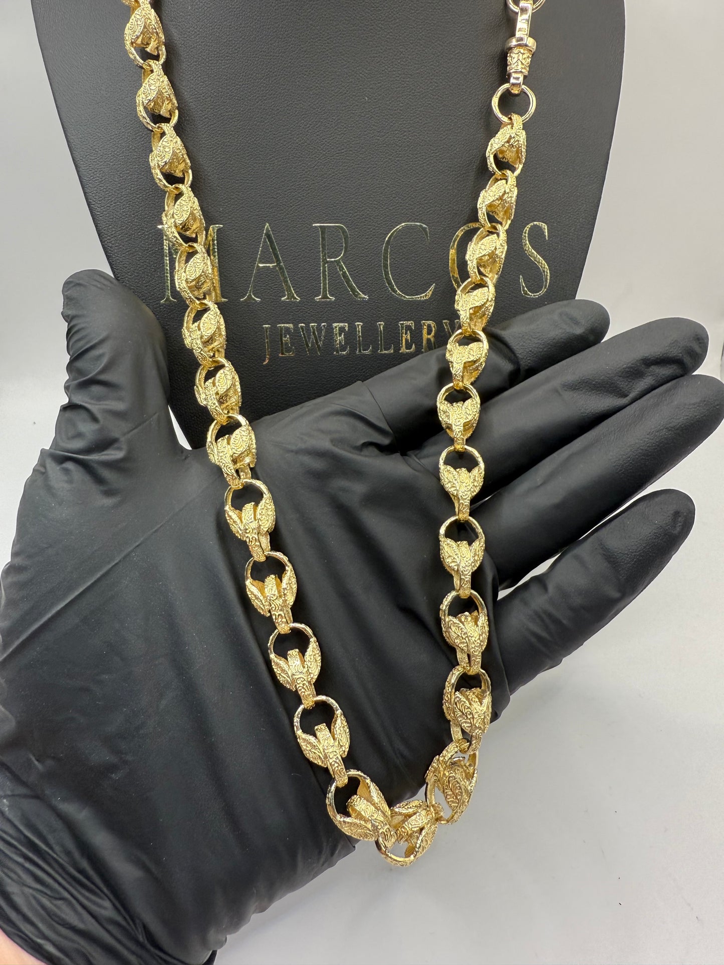 9ct Gold Tulip Chain 27” 10.5mm 91.9g