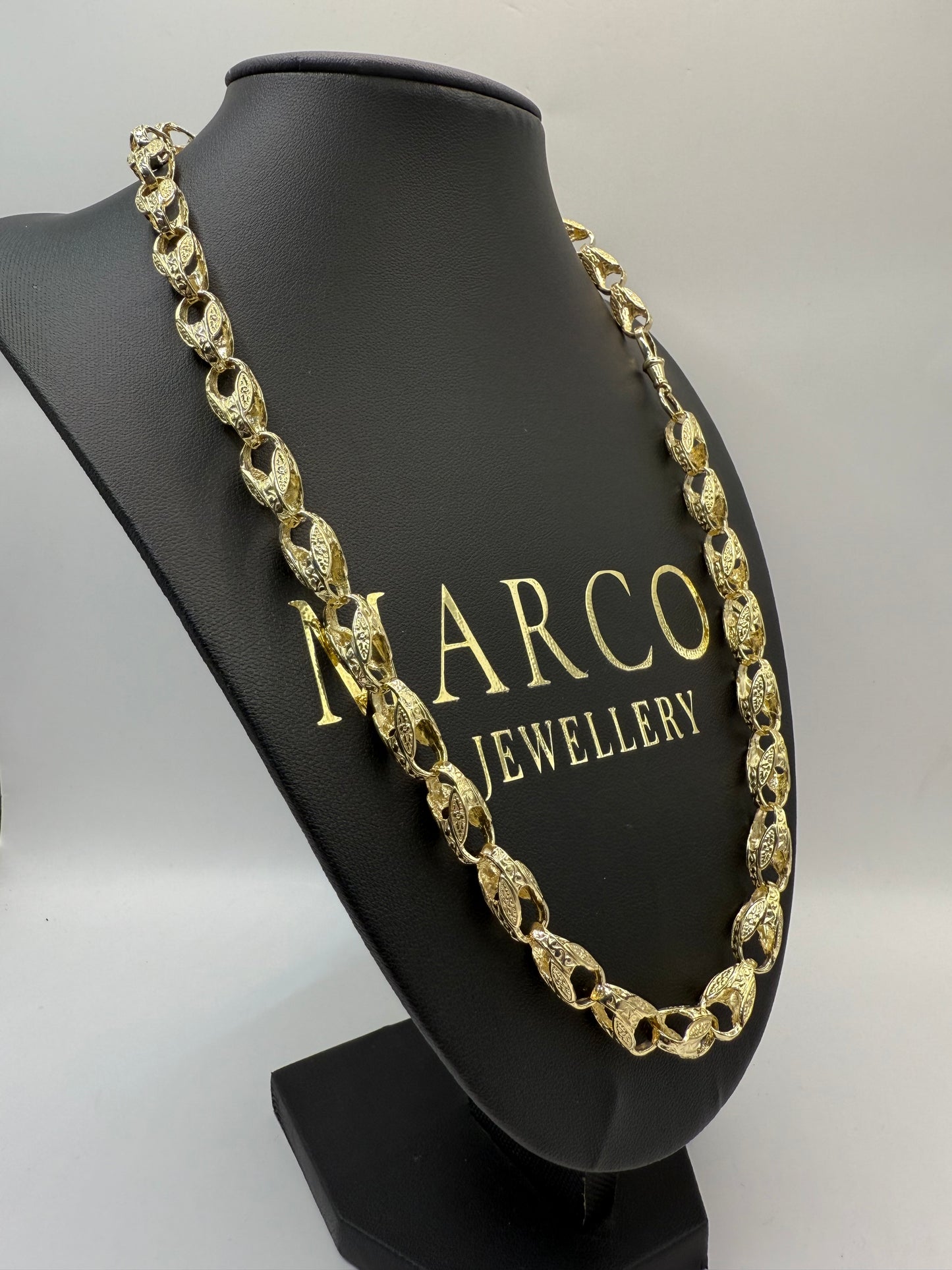 9ct Gold Tulip Chain 22.5” 8mm 50.4g