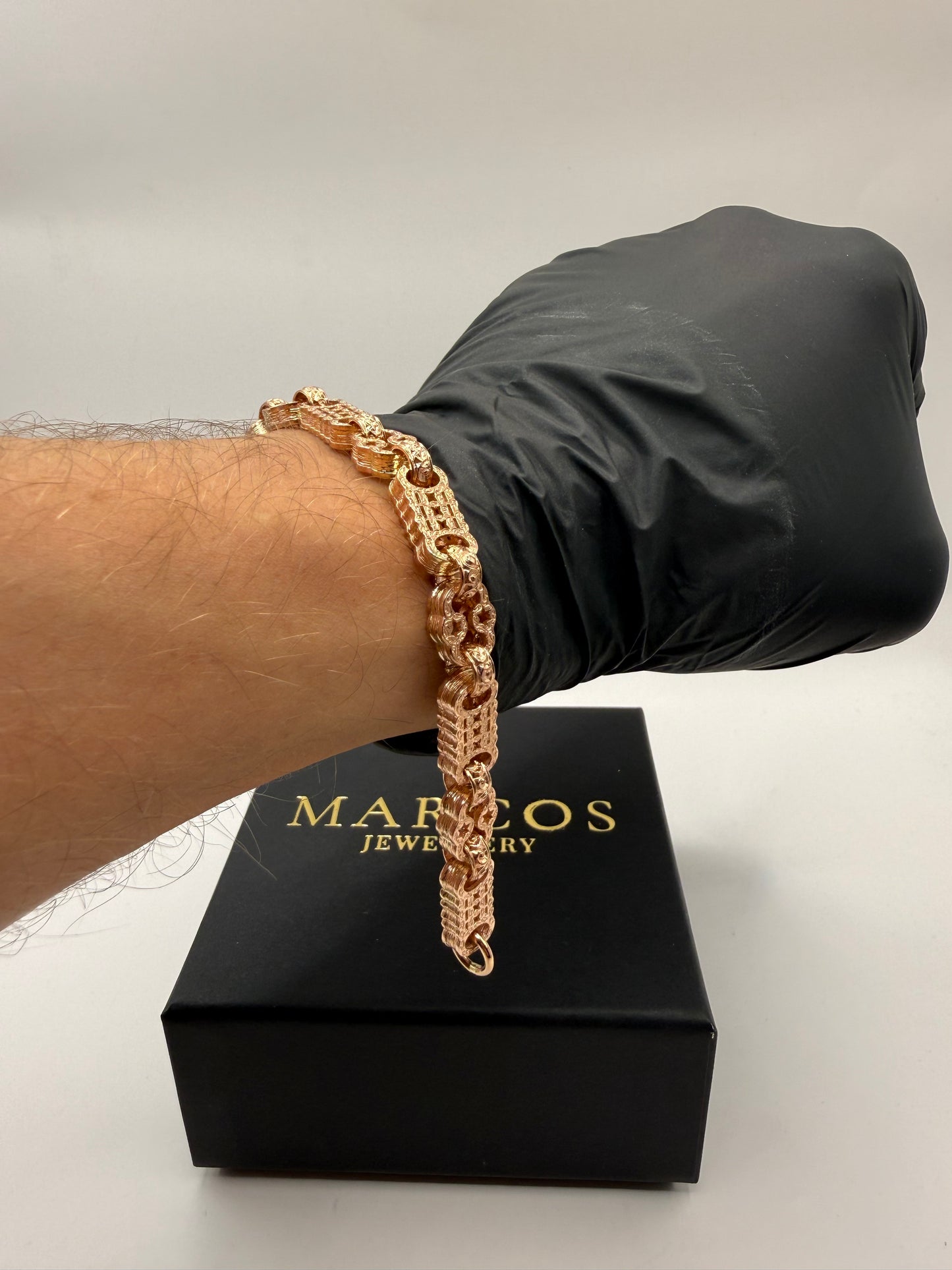 9ct Gold Stars & Bars Bracelet 7.5" 10mm 25.3g