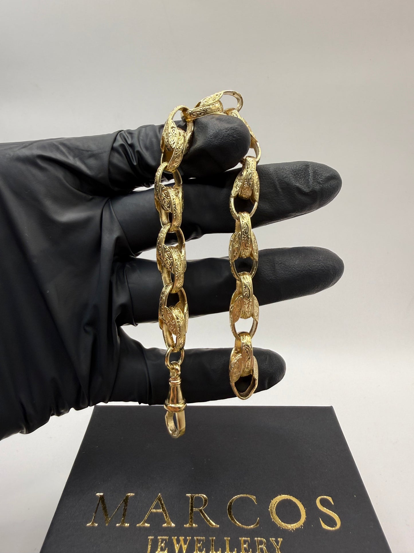 9ct Gold Tulip Bracelet 8.75" 9mm 26.6g