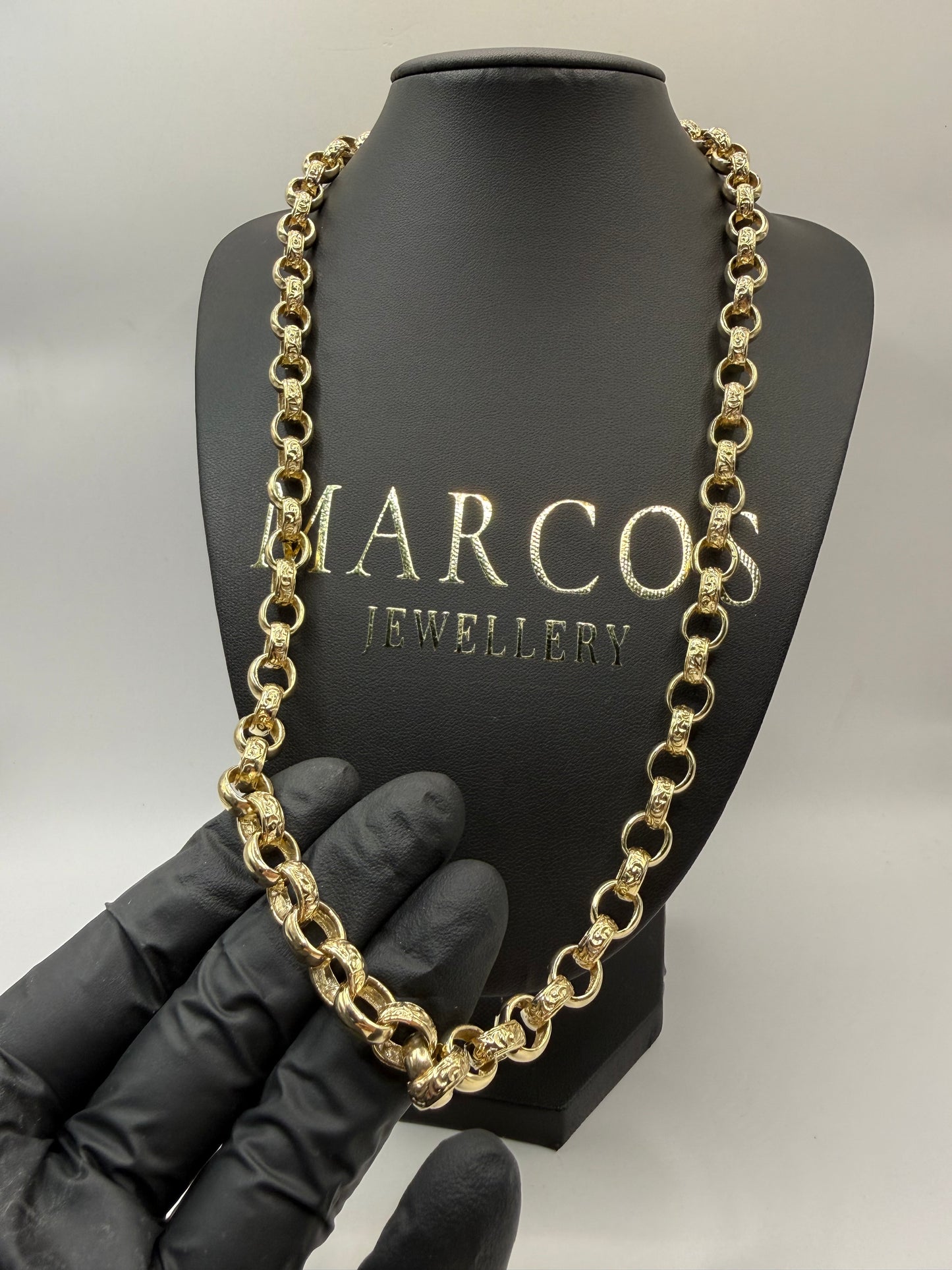 9ct Gold Oval Belcher Chain 24.8" 10-11mm 73.67g