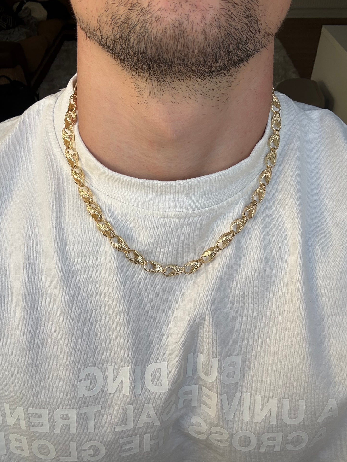 9ct Gold Tulip Chain 22.5” 8mm 50.4g