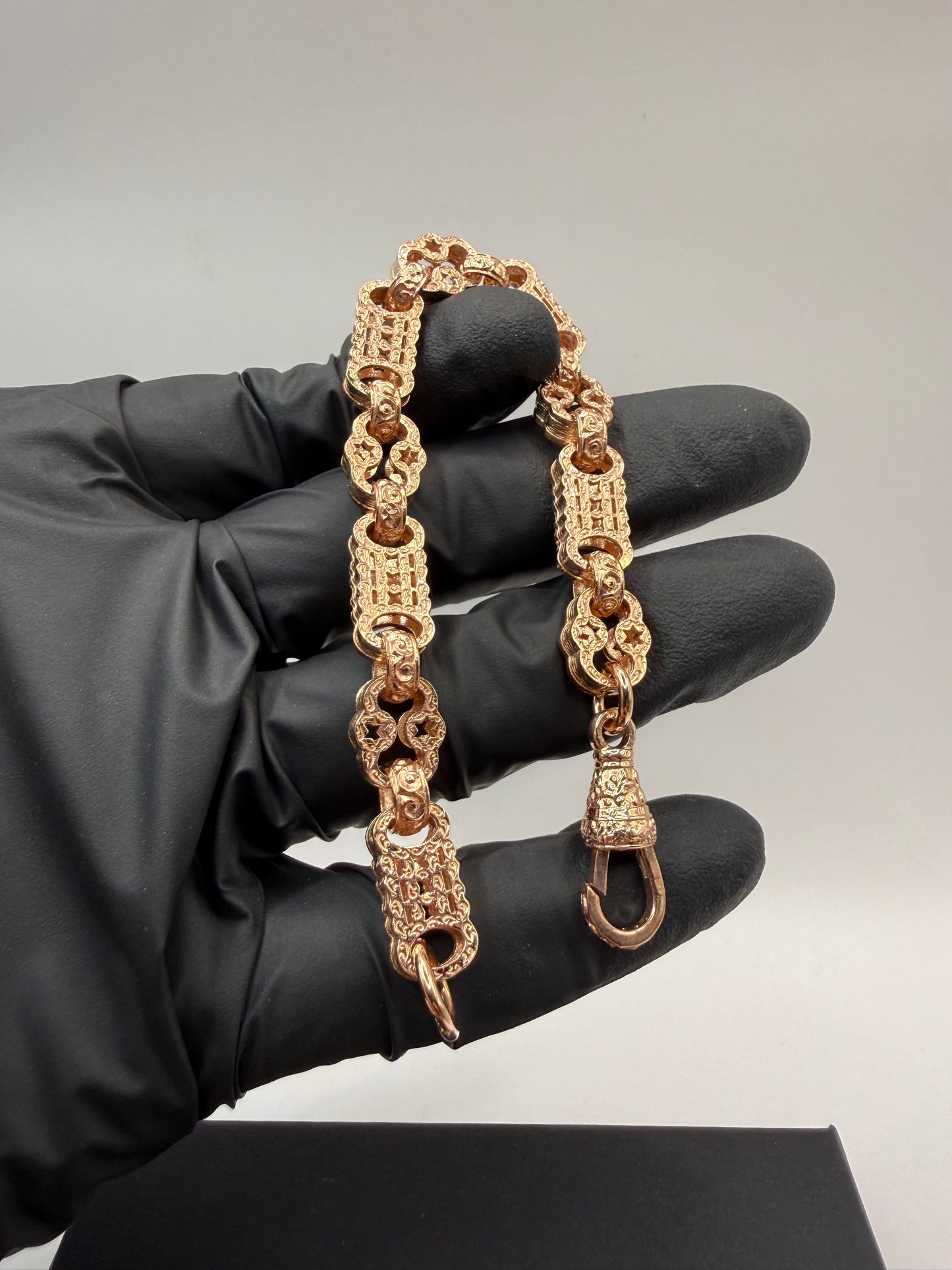 9ct Gold Stars & Bars Bracelet 7.5" 10mm 25.3g