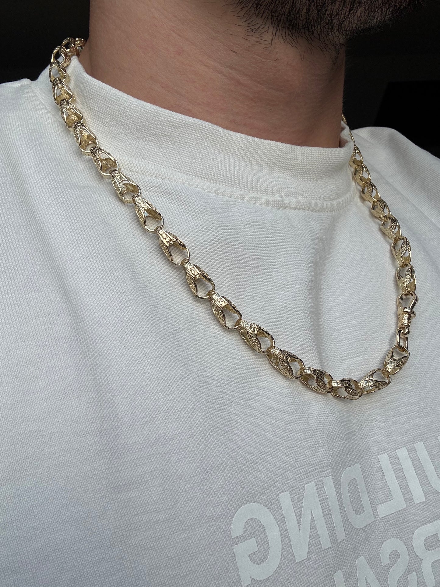 9ct Gold Tulip Chain 25” 8mm 56.31g