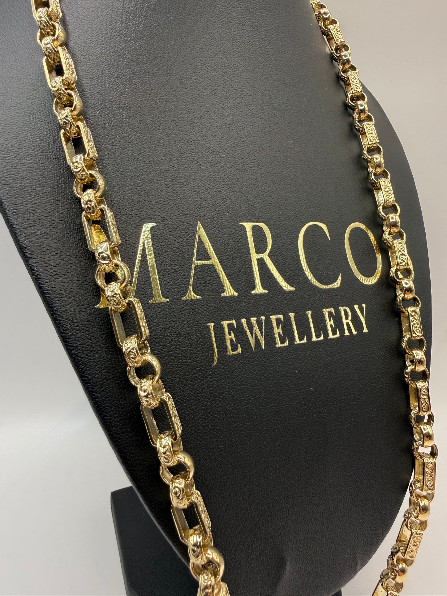 9ct Gold Belcher Gypsy Link Chain 27” 8mm 72.5g