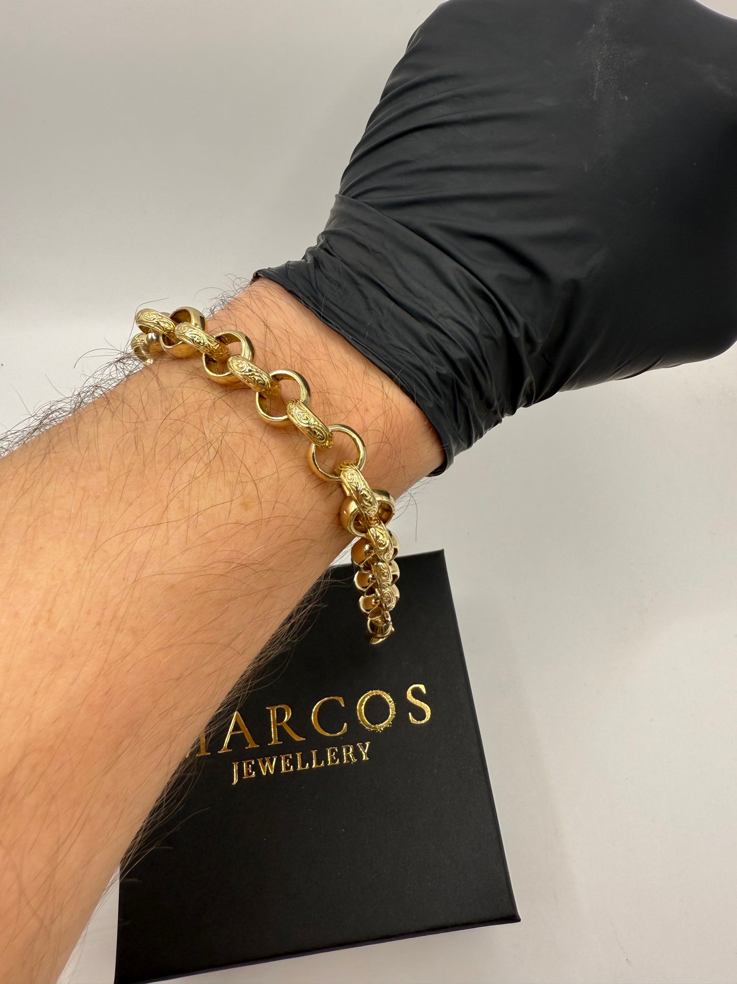 9ct Gold Belcher Bracelet 7.25" 12mm 27.12g