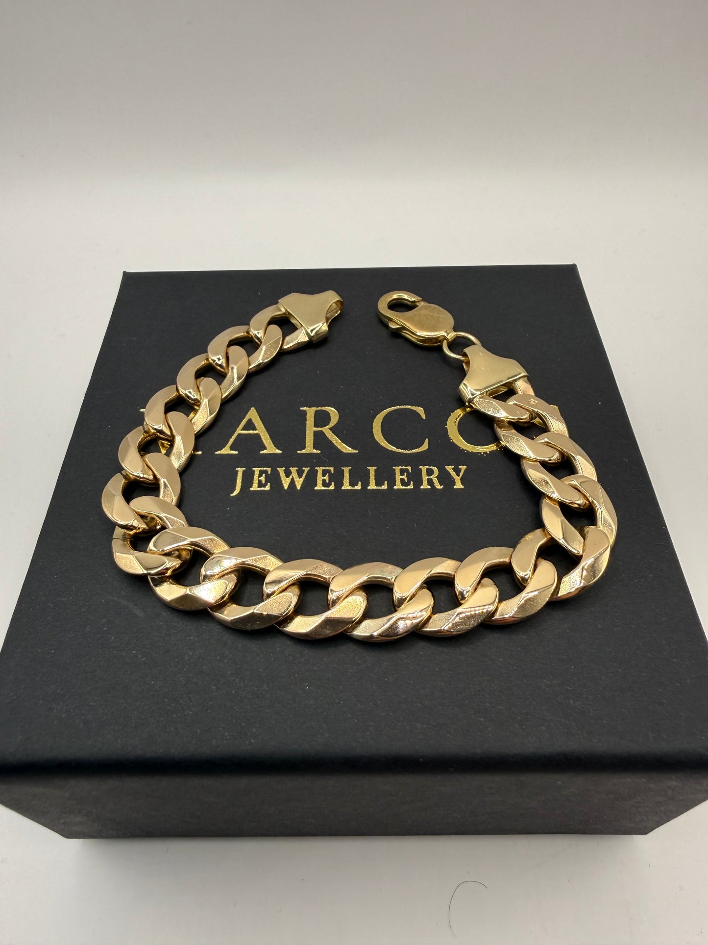 9ct Gold Curb Bracelet 8.1" 12mm 41.2g