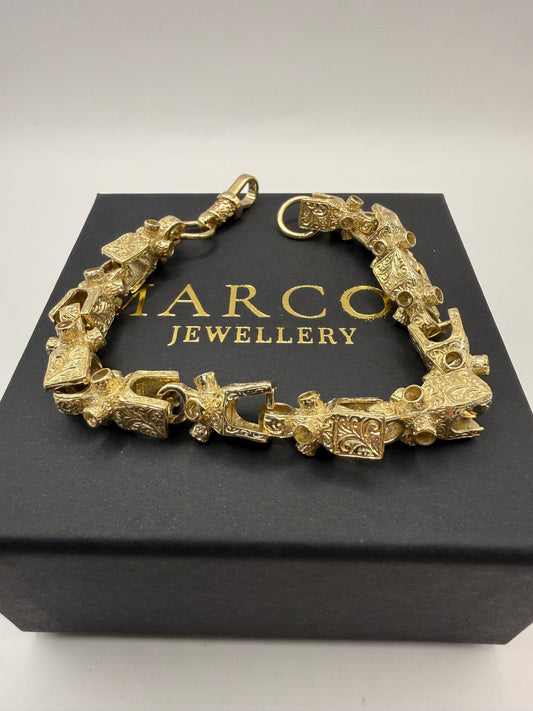 9ct Gold Lego Bracelet 9.5" 12mm 46g