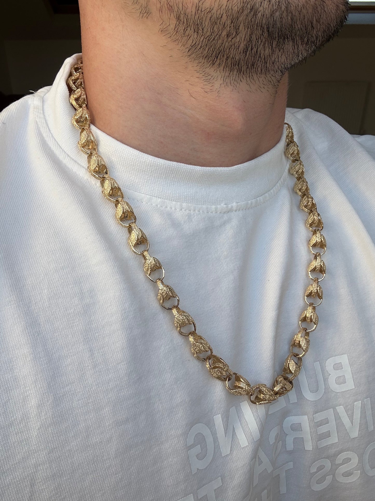 9ct Gold Tulip Chain 27” 10.5mm 91.9g