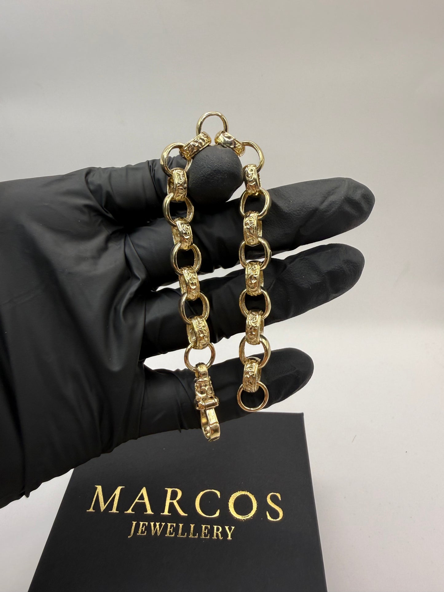 9ct Gold Belcher Bracelet 7.5" 10mm 21.66g