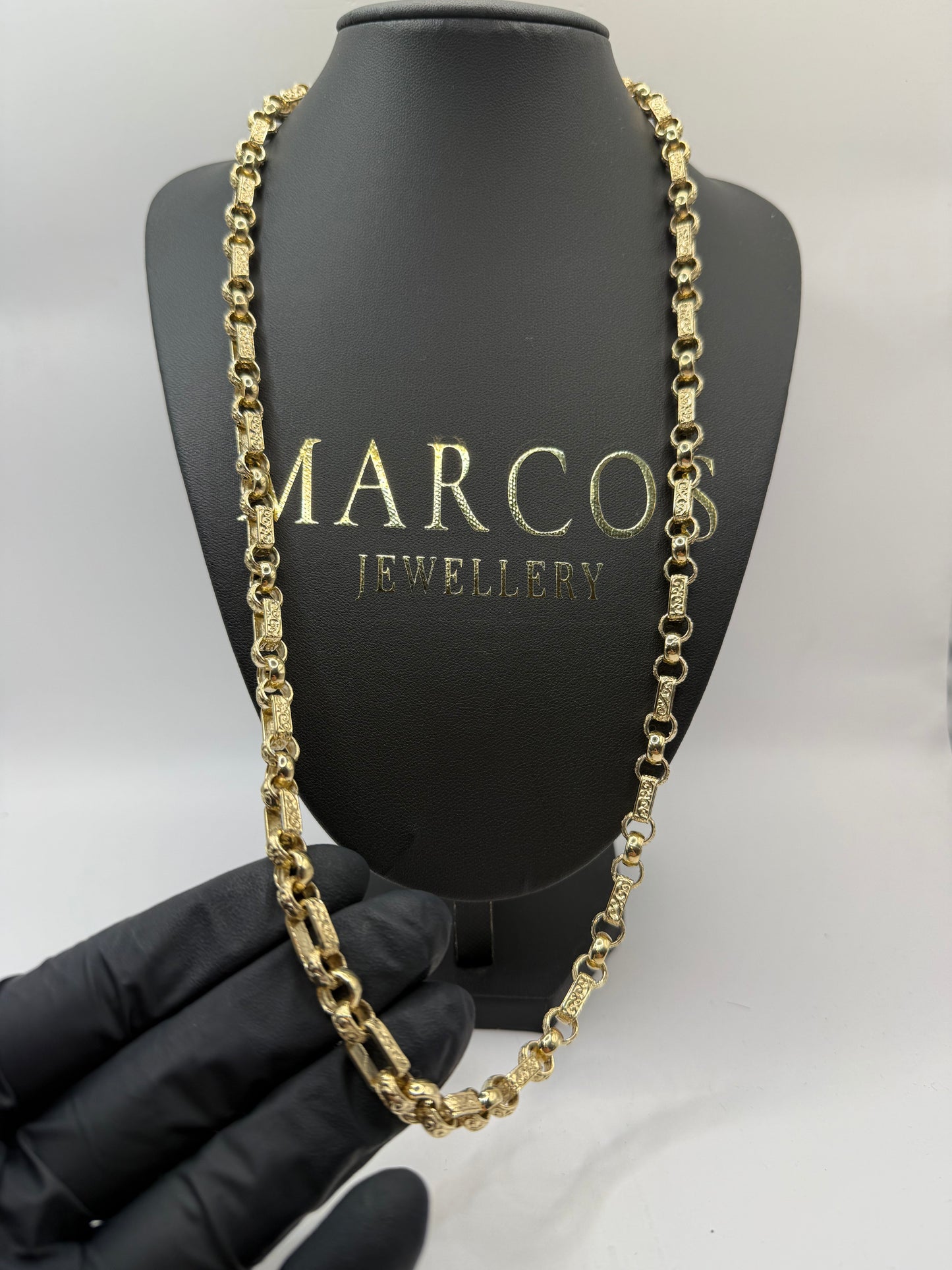 9ct Gold Belcher Gypsy Link Chain 27” 8mm 72.5g