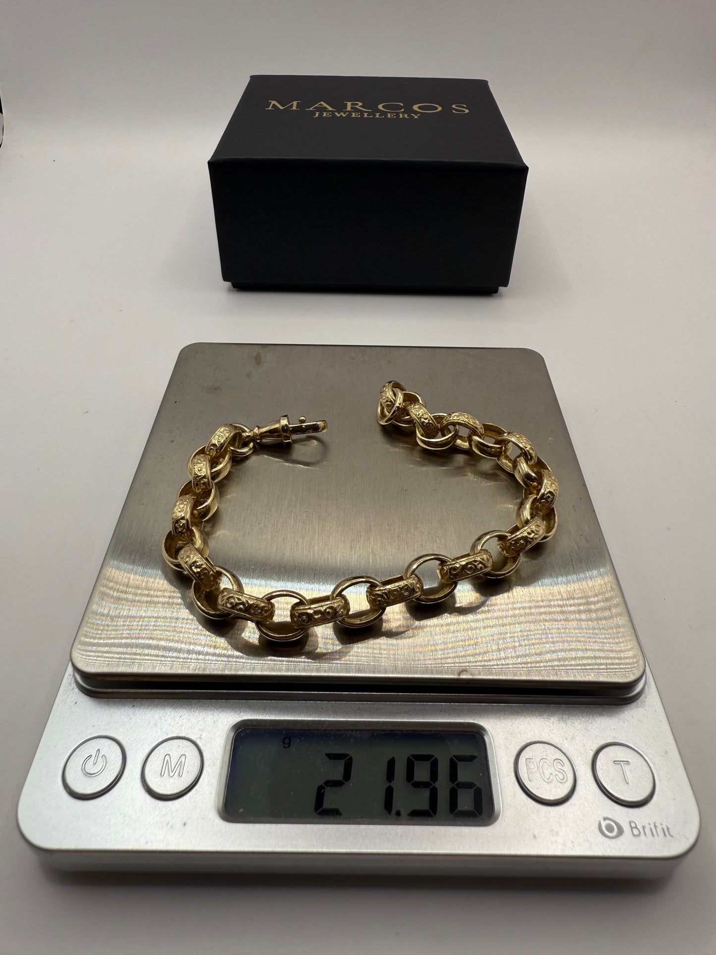 9ct Gold Belcher Bracelet 9" 9-10mm 21.95g