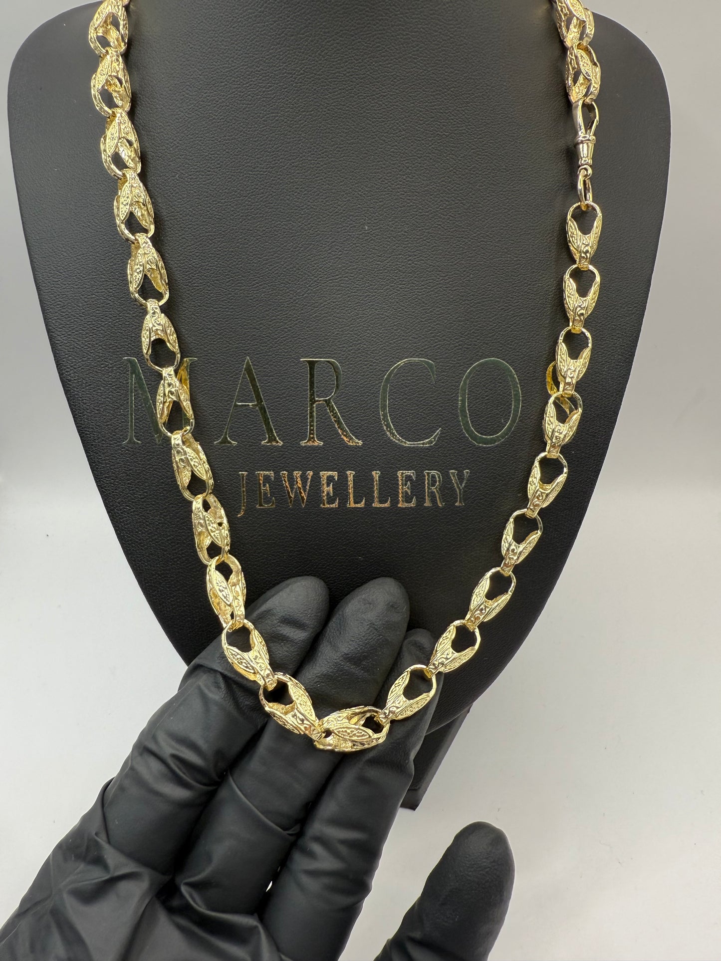 9ct Gold Tulip Chain 22.5” 8mm 50.4g