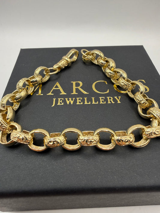 9ct Gold Belcher Bracelet 9.6" 10-11mm 29.1g