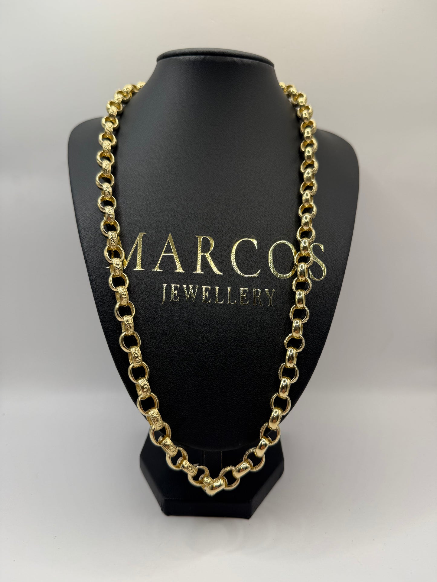 9ct Gold Oval Belcher Chain 24” 9/11mm 70.1g