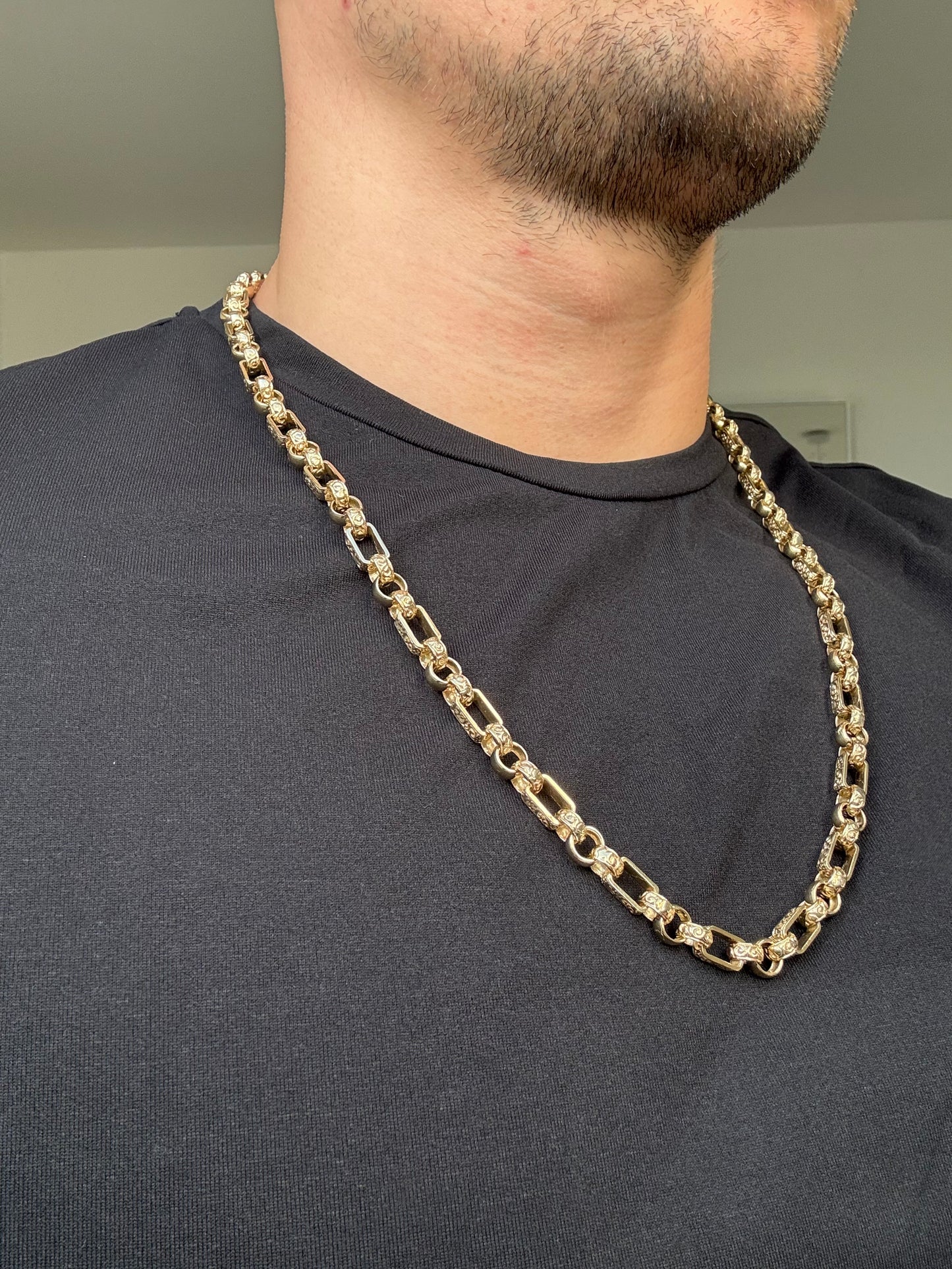 9ct Gold Belcher Gypsy Link Chain 27” 8mm 72.5g