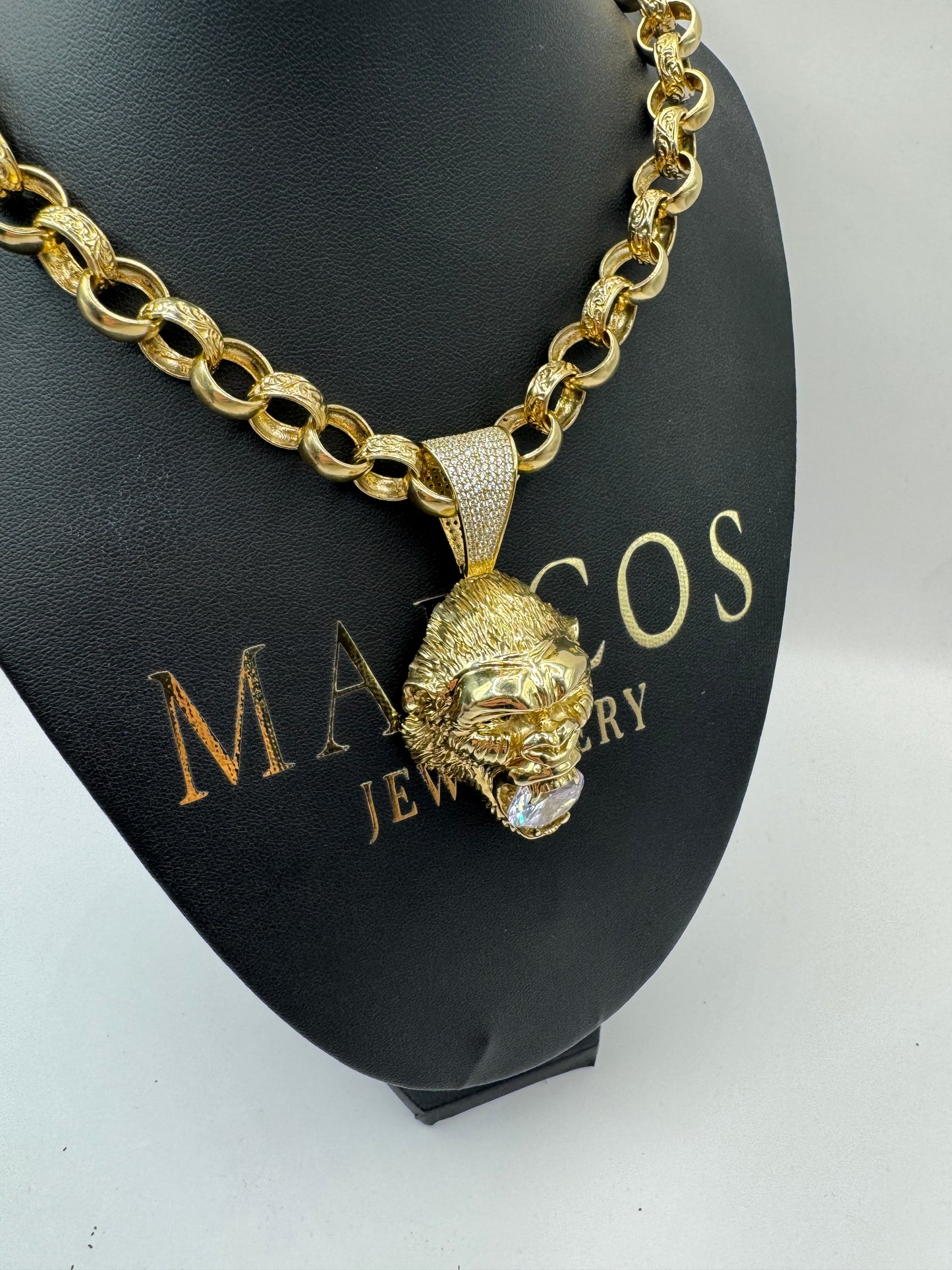 9ct Hollow Gold CZ Gorilla Pendant