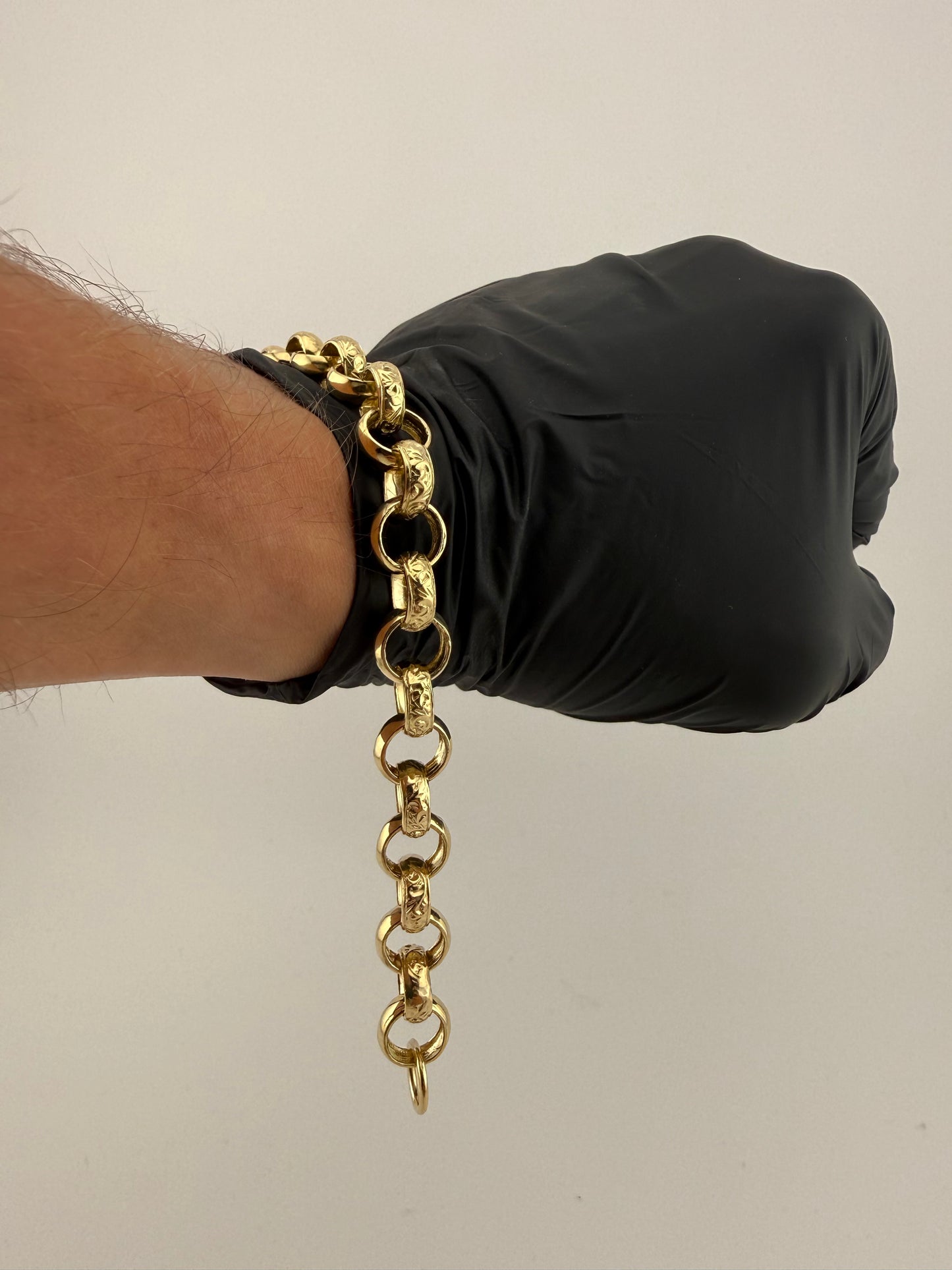 9ct Gold Belcher Bracelet 8.75" 11mm 27g