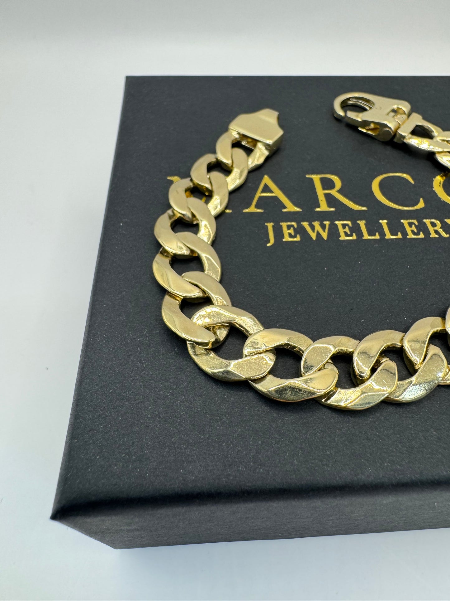 9ct Solid Gold Curb Bracelet 7.65” 11mm 29.4g