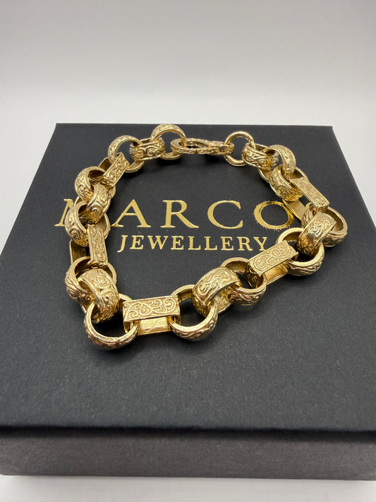 9ct Gold Gypsy Link Bracelet 8" 11mm 29.67g