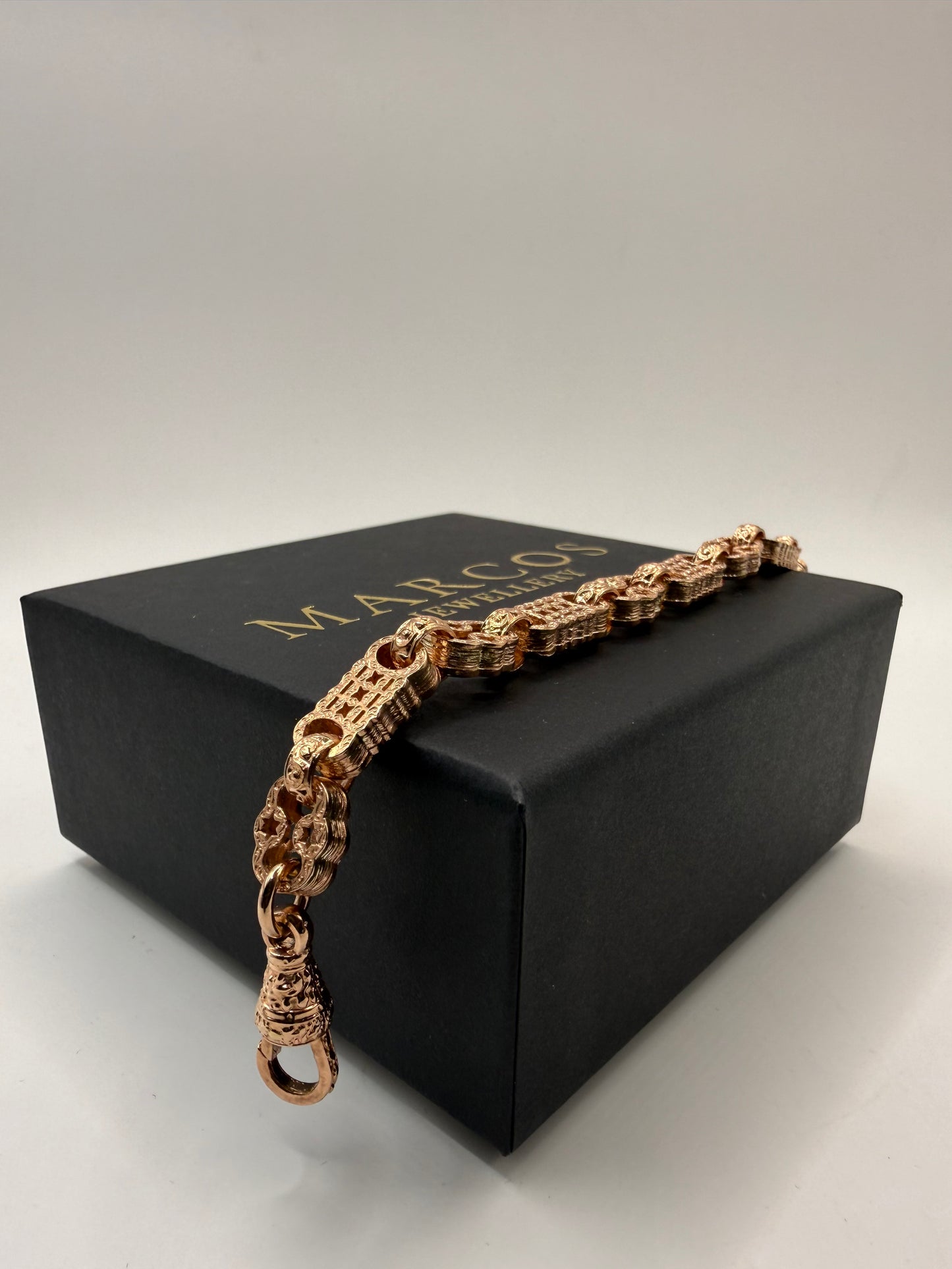 9ct Gold Stars & Bars Bracelet 7.5" 10mm 25.3g