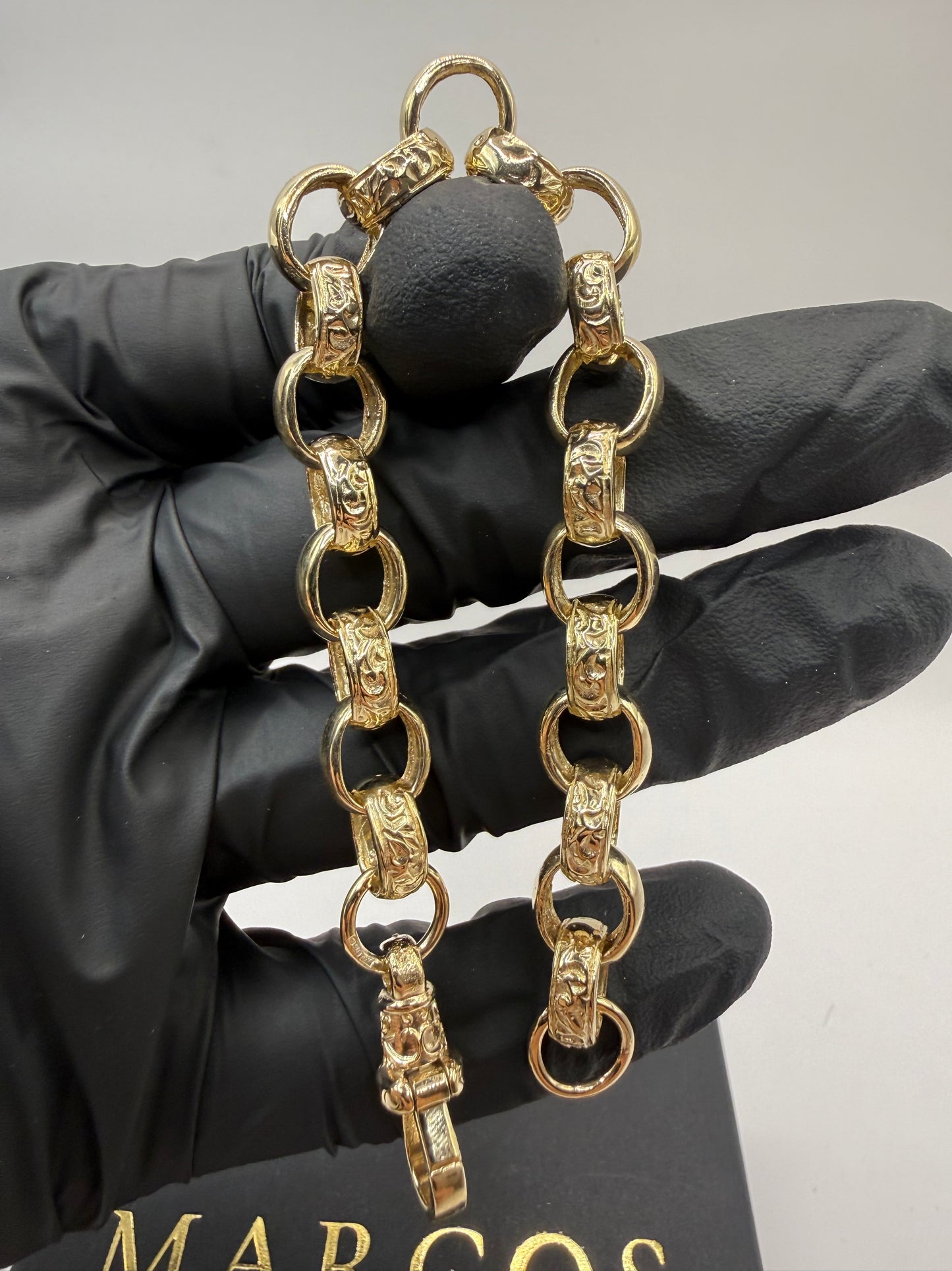 9ct Gold Belcher Bracelet 7.5" 10mm 21.66g