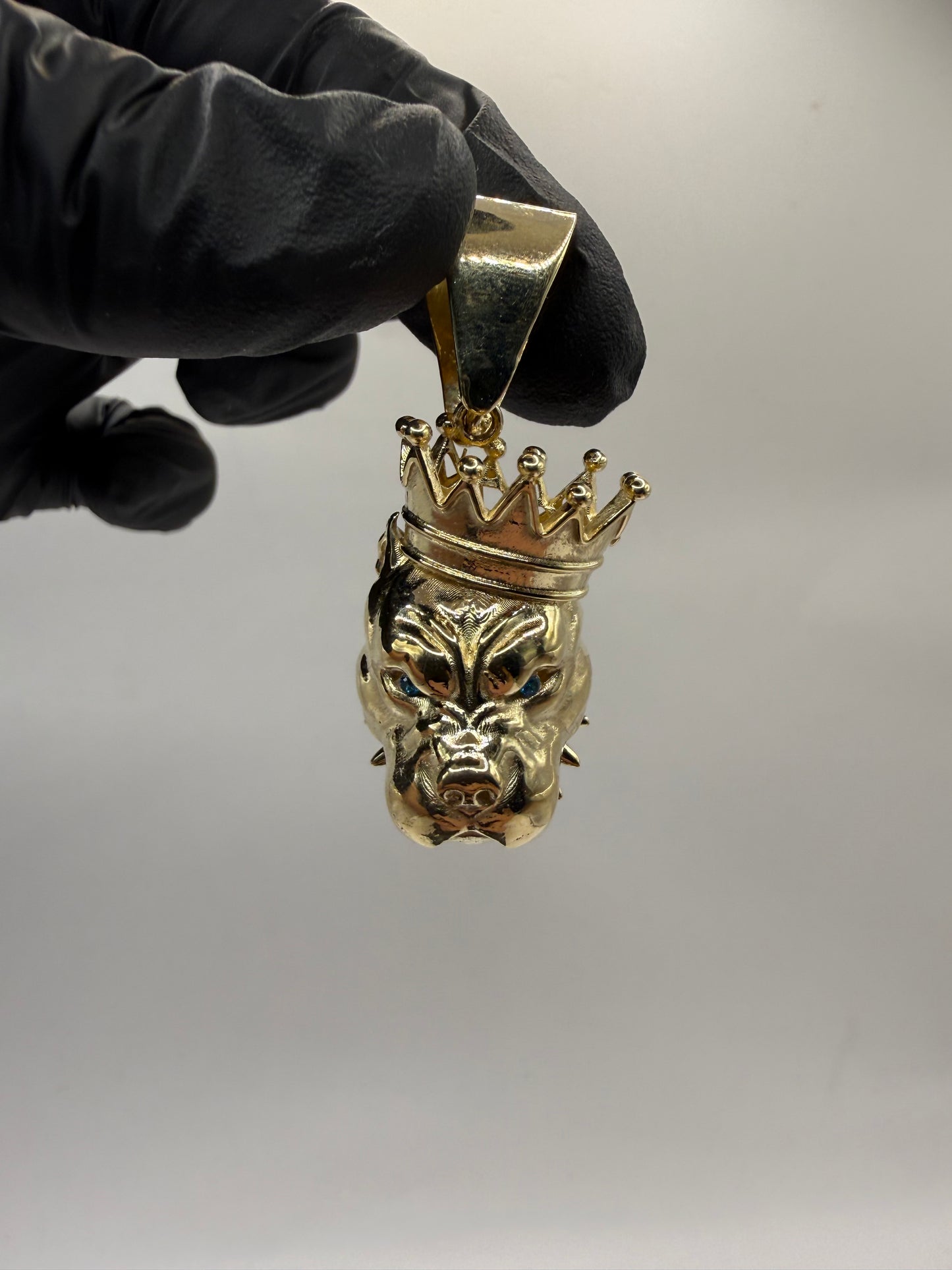 9ct Gold Bulldog Head Pendant 2" 19mm 9mm bale 12.1g